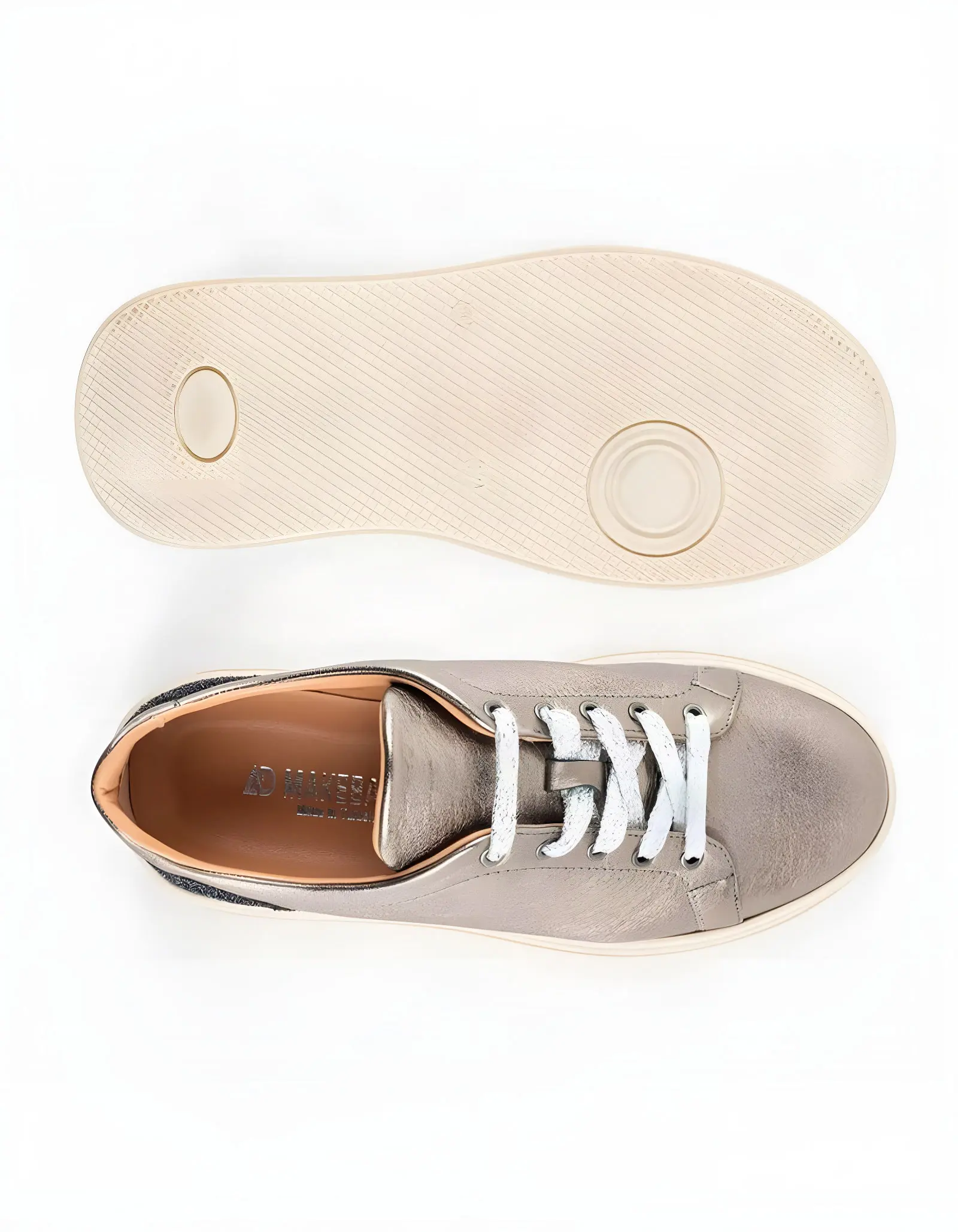 Baskets en cuir Loly01 – Taupe Glimer Noir