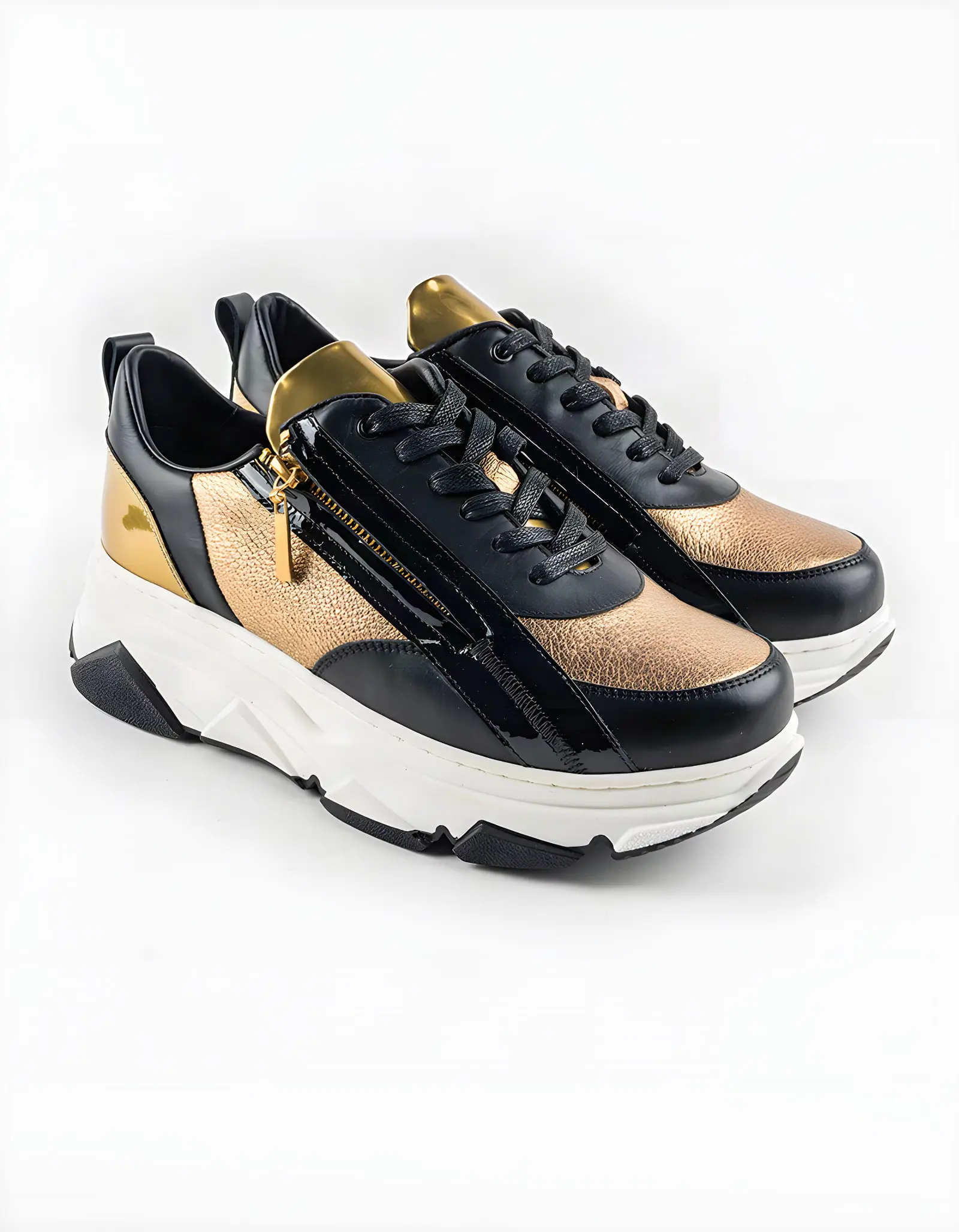 Baskets légères en cuir Lina 02 – NOIR-ARGENTO