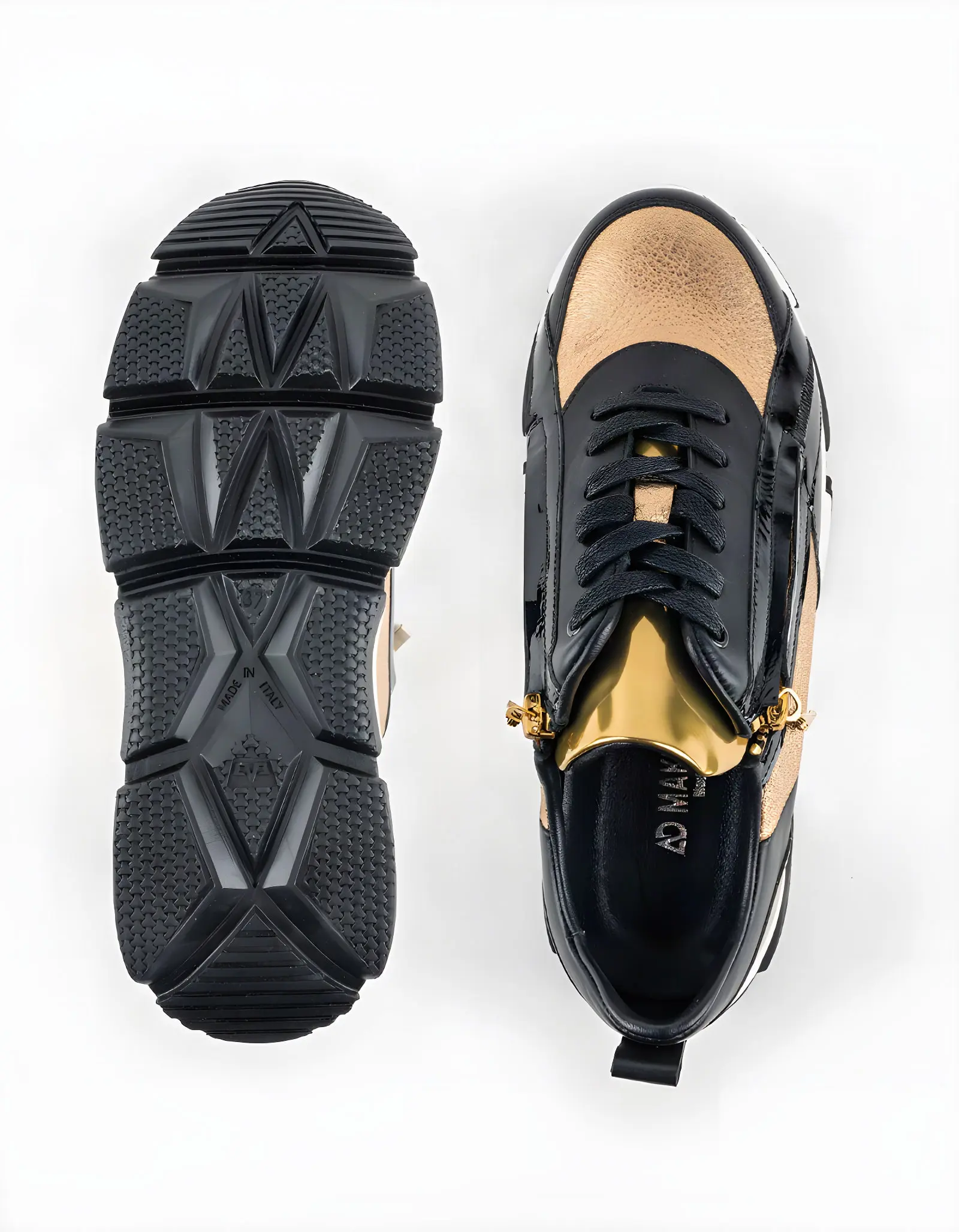 Baskets légères en cuir Lina 02 – NOIR-ARGENTO