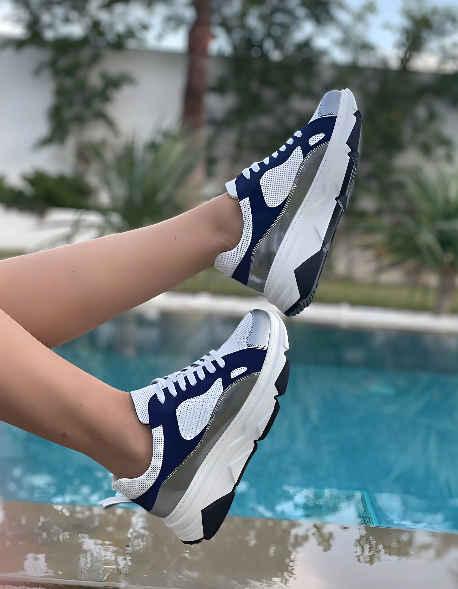 Light leather sneakers Lina Suede Blue