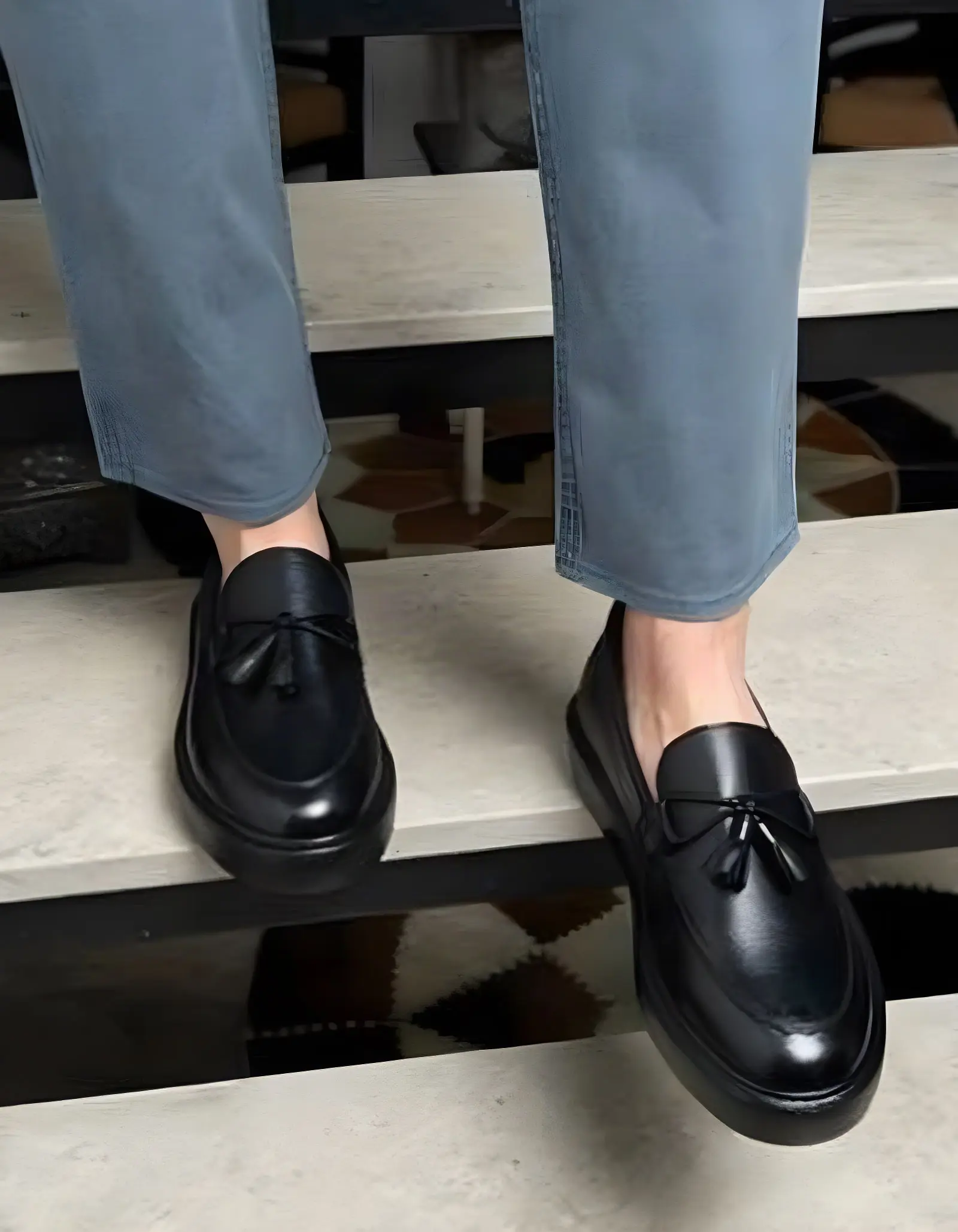 Leather Shoes - 8945 Black Fall