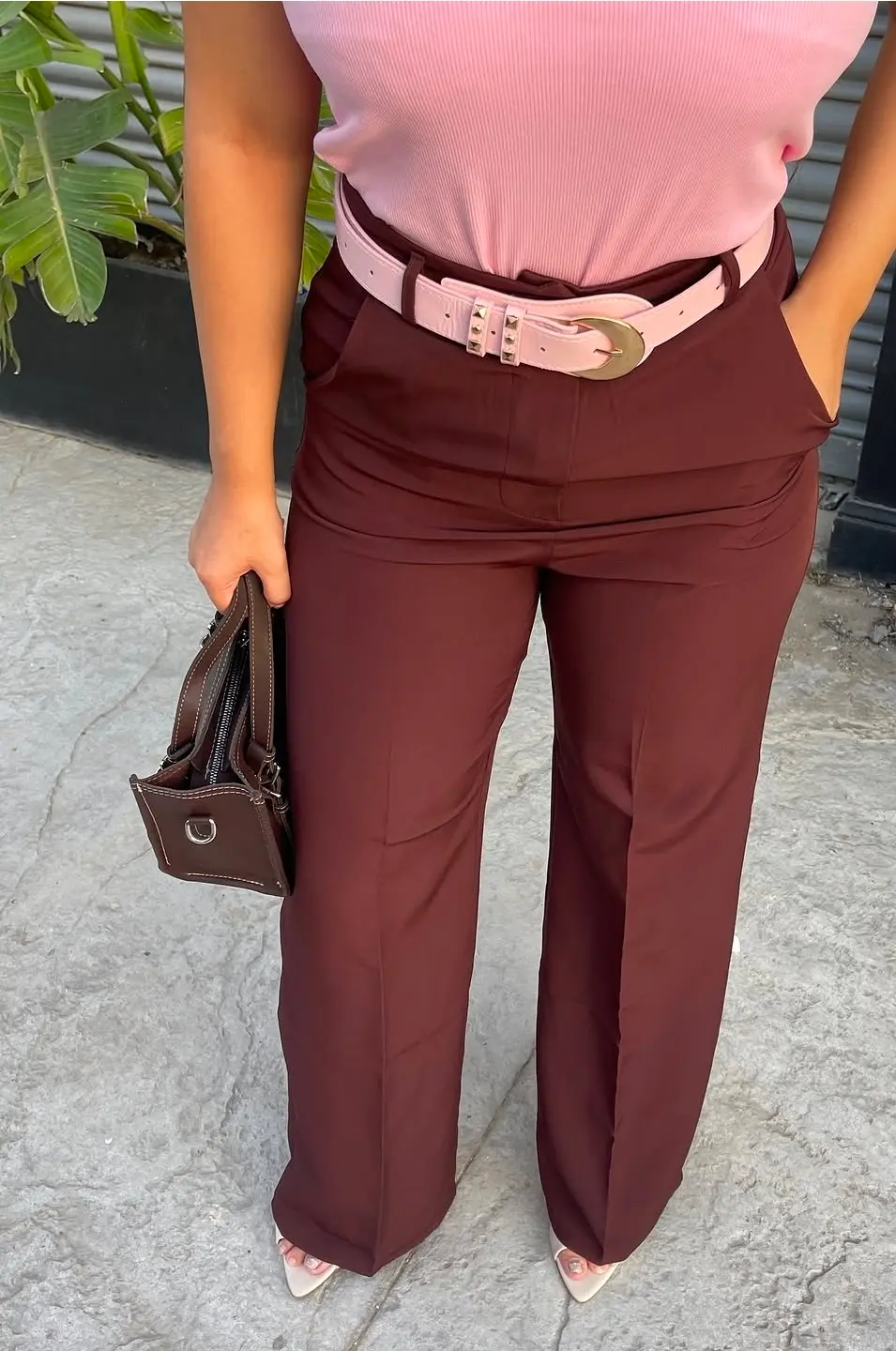 Pantalon large avec ceinture  3