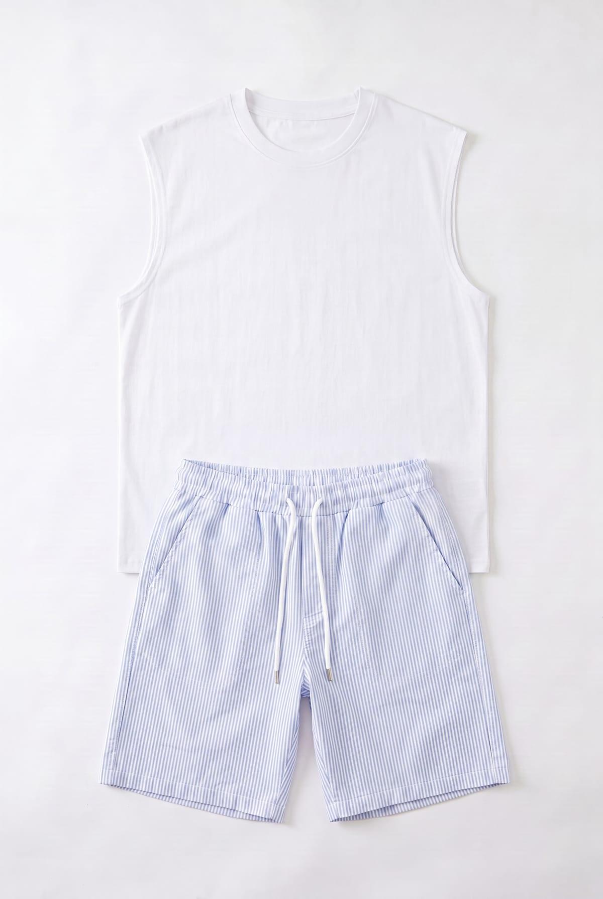 Tank Top + Striped Shorts Blue 1