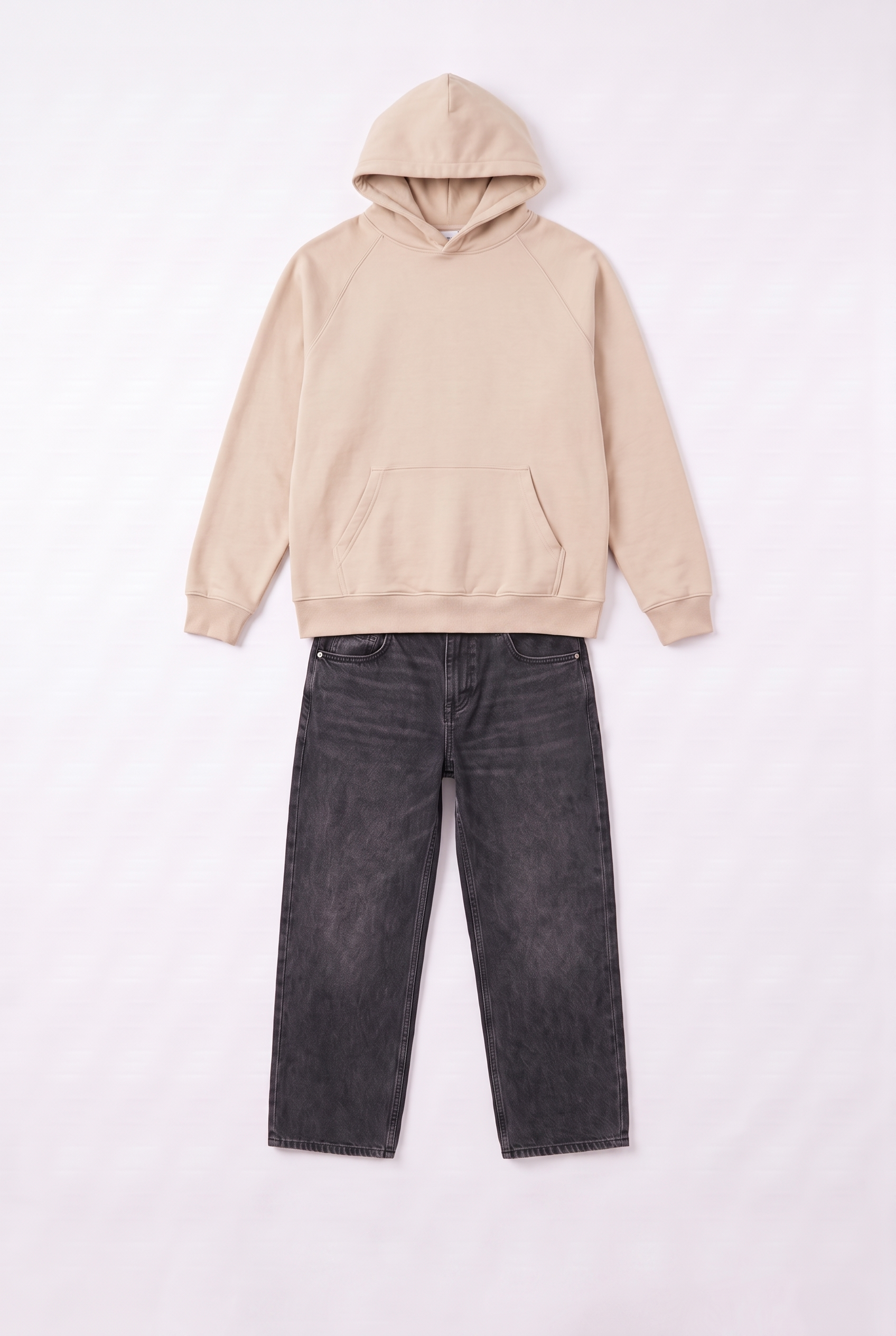 Hoodie Beige & Jean Noir