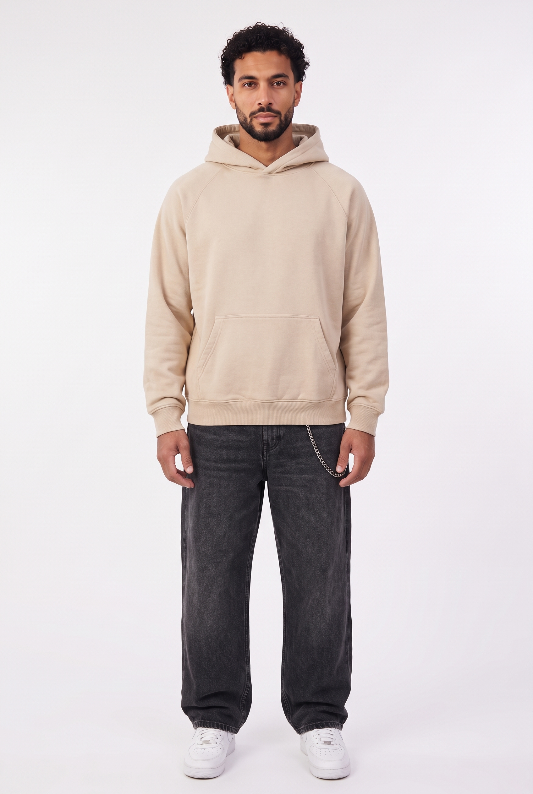 Hoodie Beige & Jean Noir 2