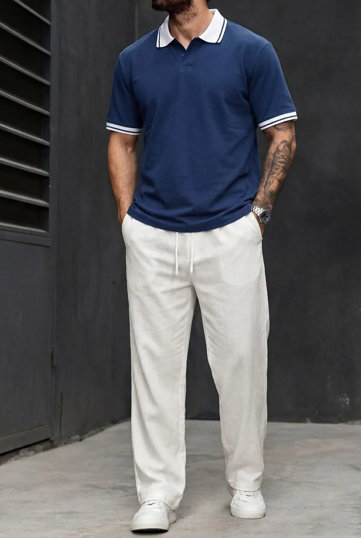 Set Polo + Panta Line Blanc 4