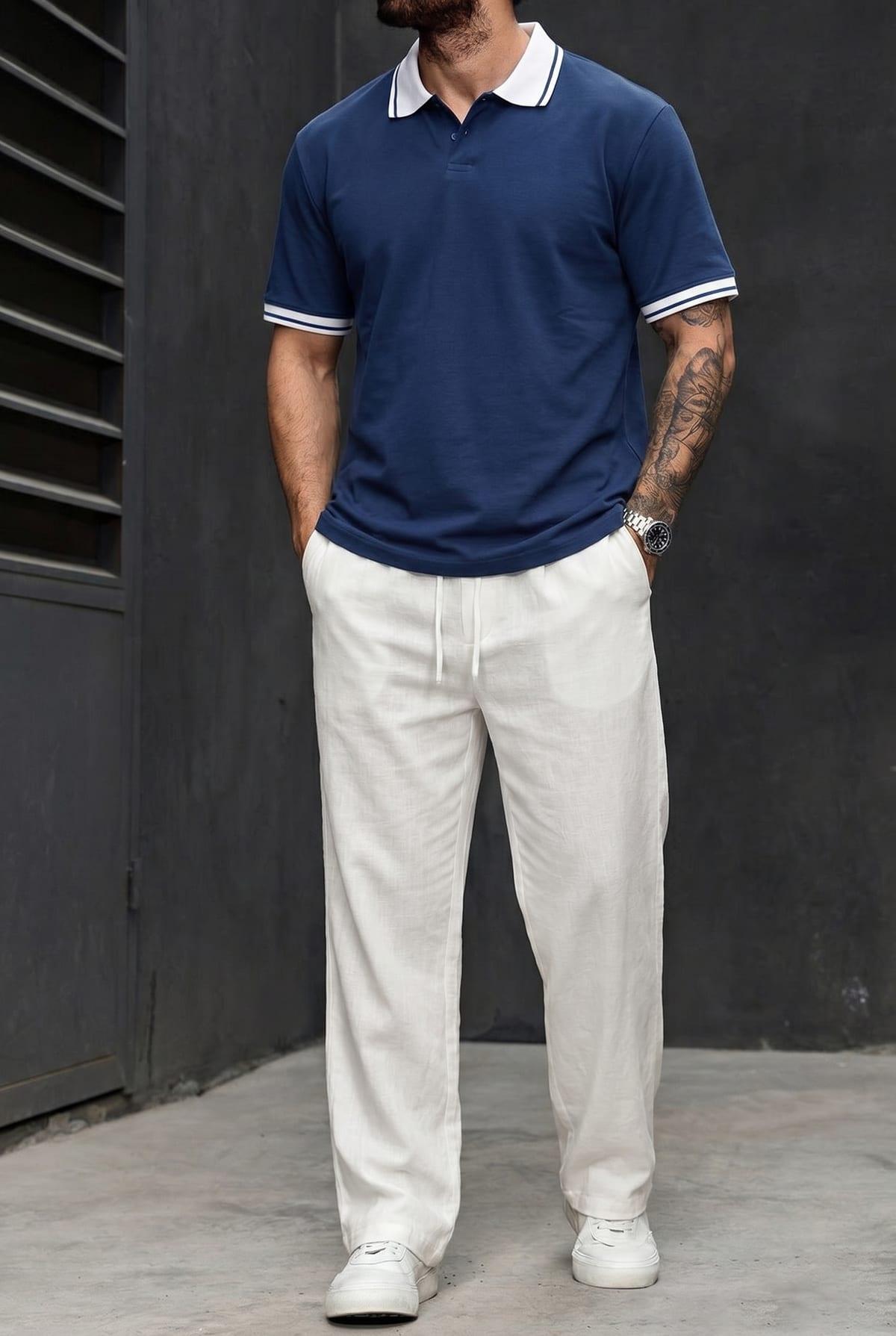 Set Polo + Panta Line White 4