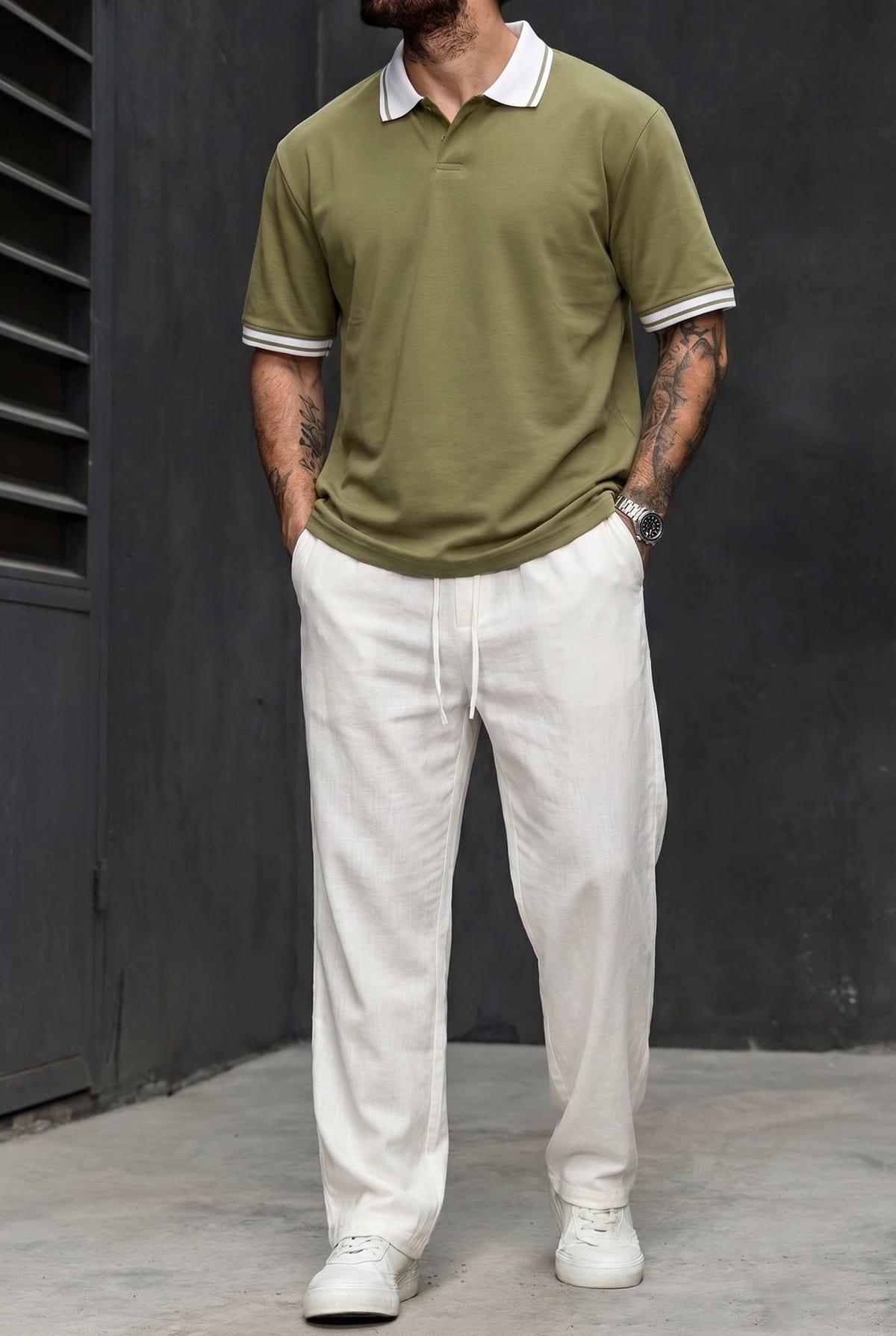 Set Polo + Panta Line White 5