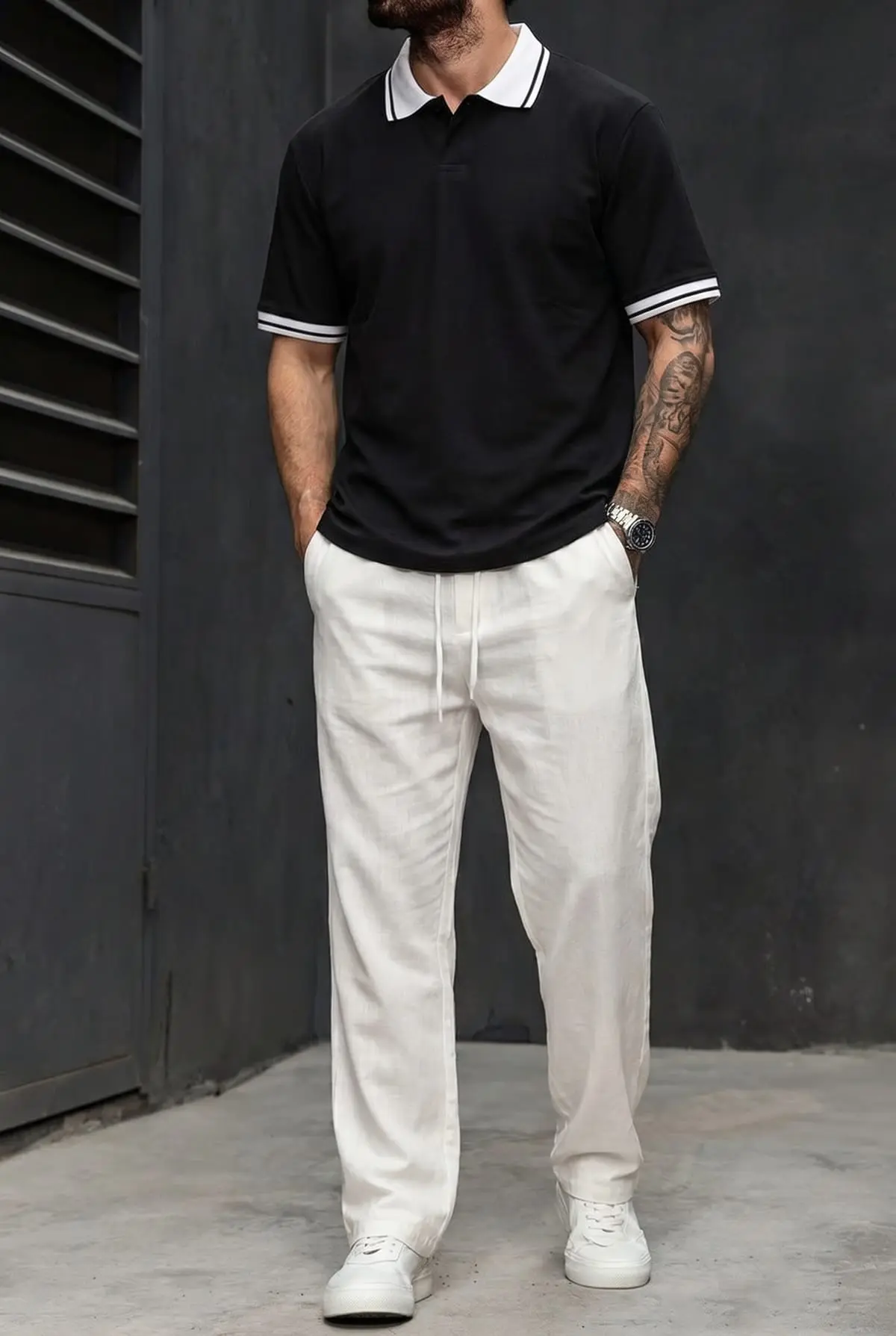 Set Polo + Panta Line Blanc 6