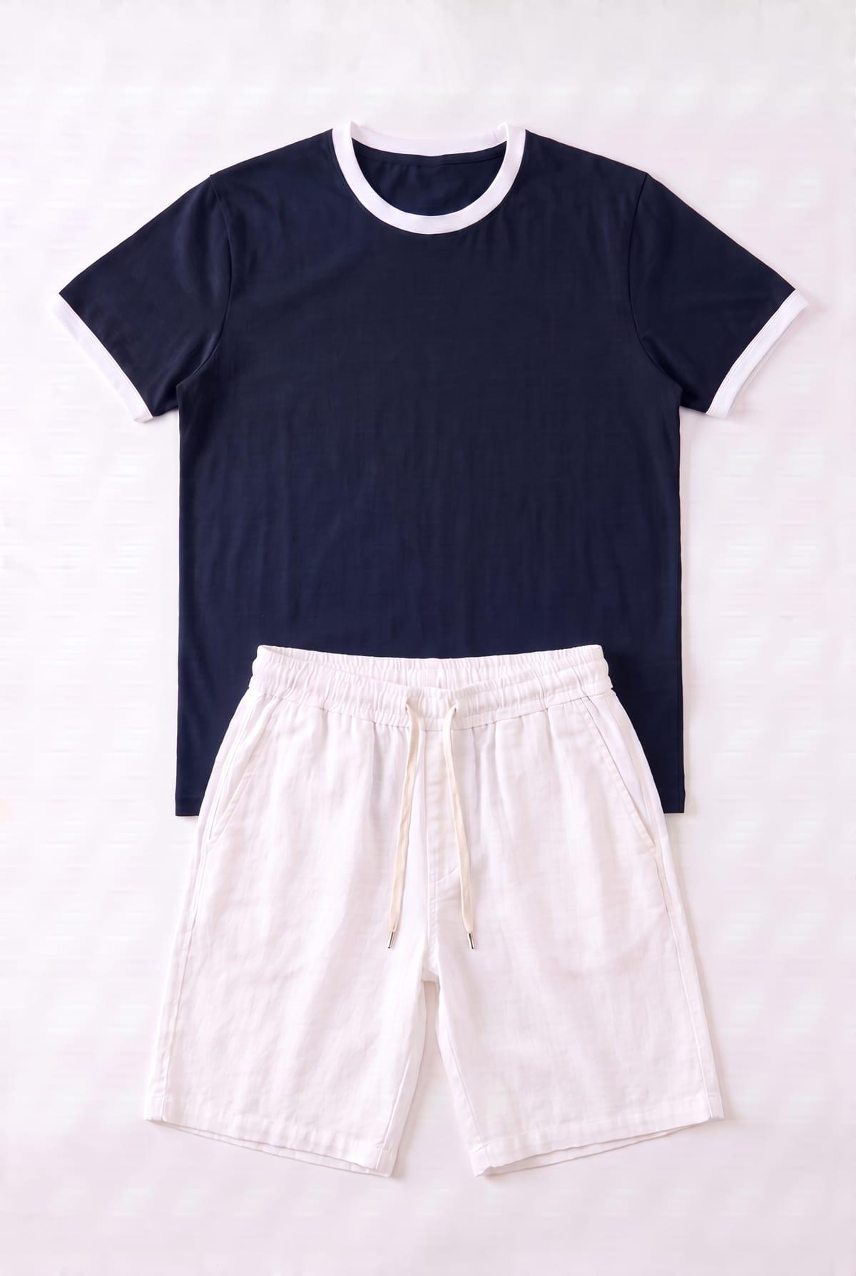 Ringer T-Shirt + Short Kamraya White 2