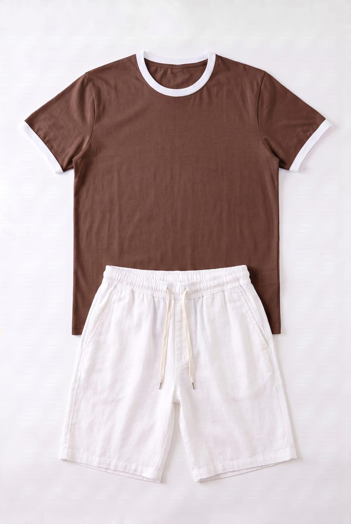 Ringer T-Shirt + Short Kamraya White 4