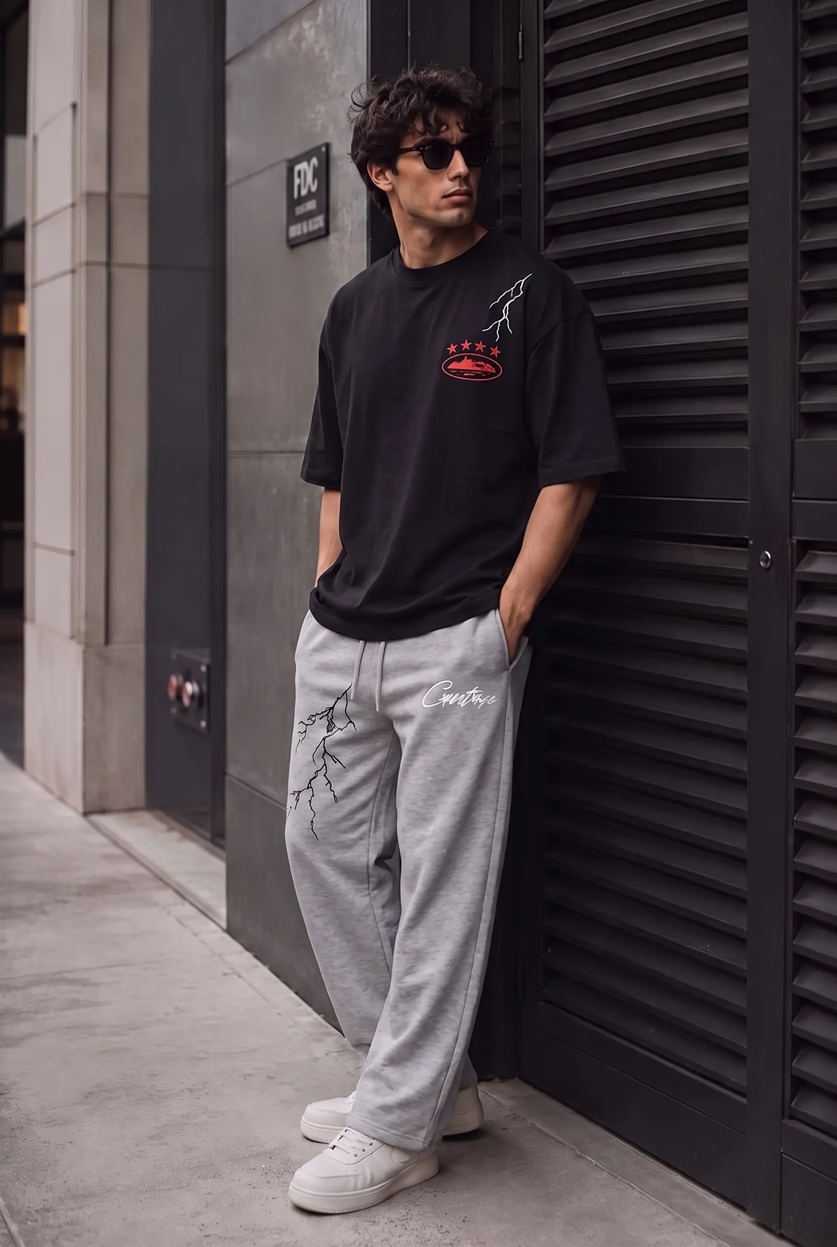 SET T-SHIRT NOIR CORTEZ + JOGGER GRIS 2