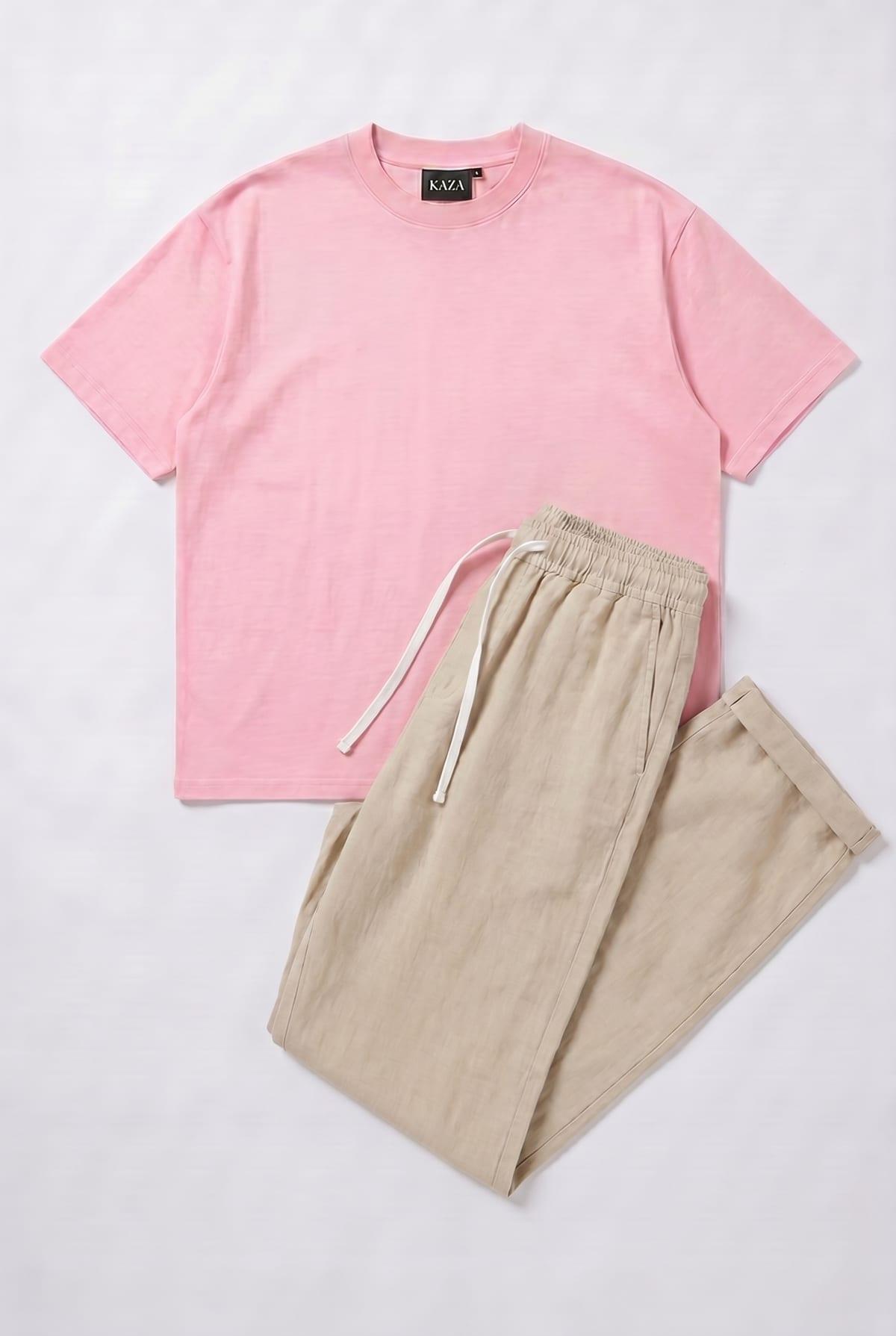 Set Oversized Cotton T-shirt + Kamraya Beige Pants 2