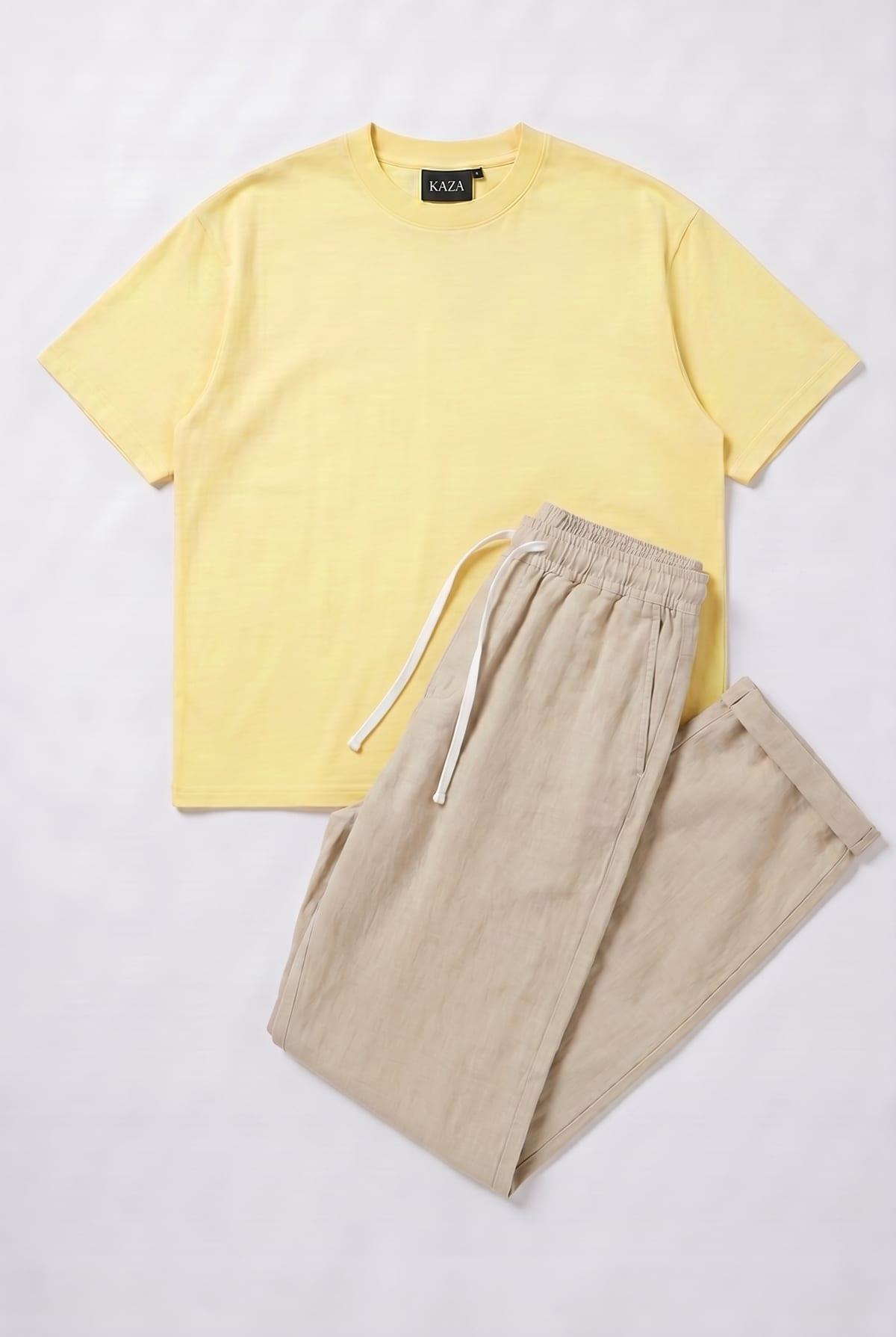 Set Oversized Cotton T-shirt + Kamraya Beige Pants 3