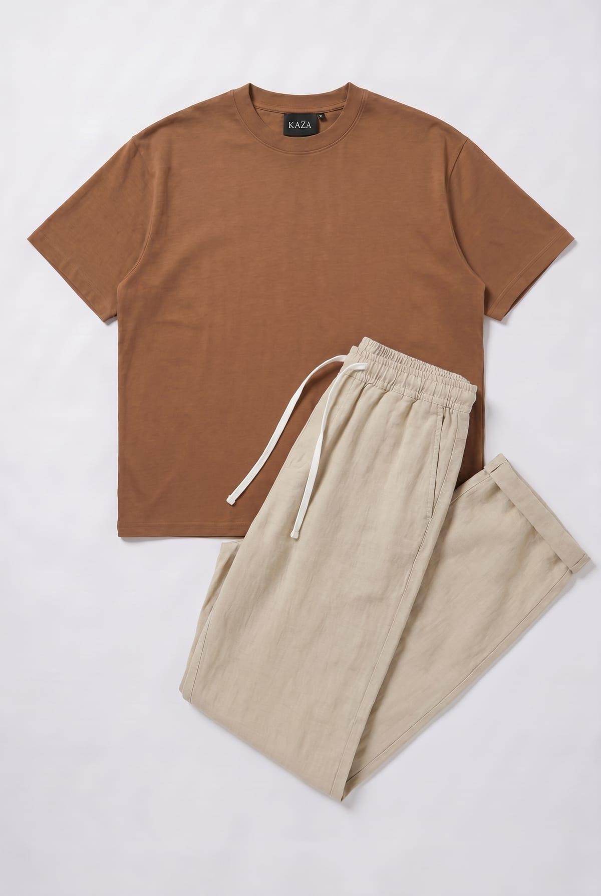 Set Oversized Cotton T-shirt + Kamraya Beige Pants 5