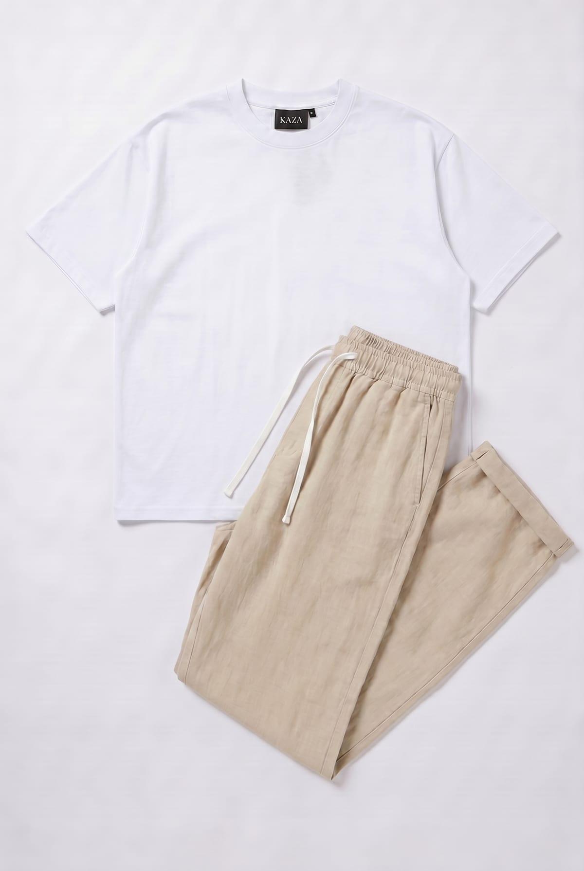 Set Oversized Cotton T-shirt + Kamraya Beige Pants 6