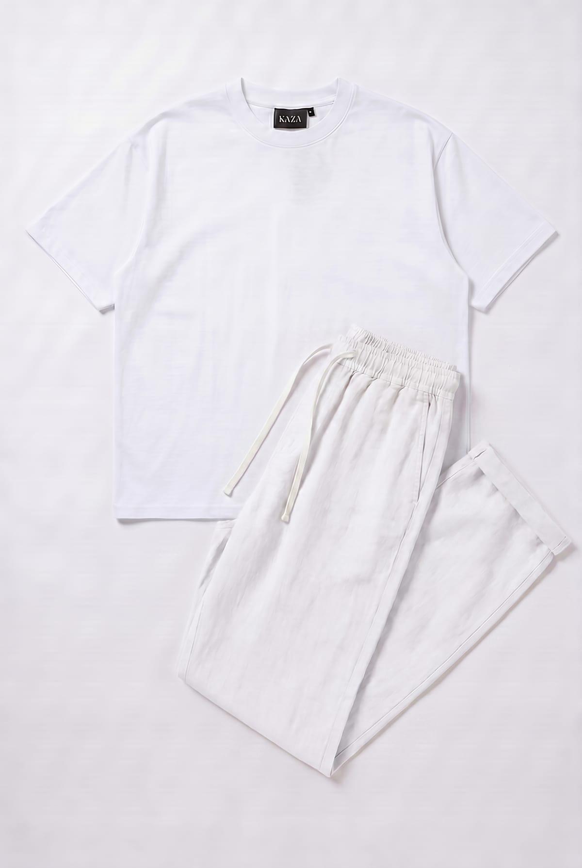 Set Oversized Cotton T-shirt + White Kamraya Pants 6