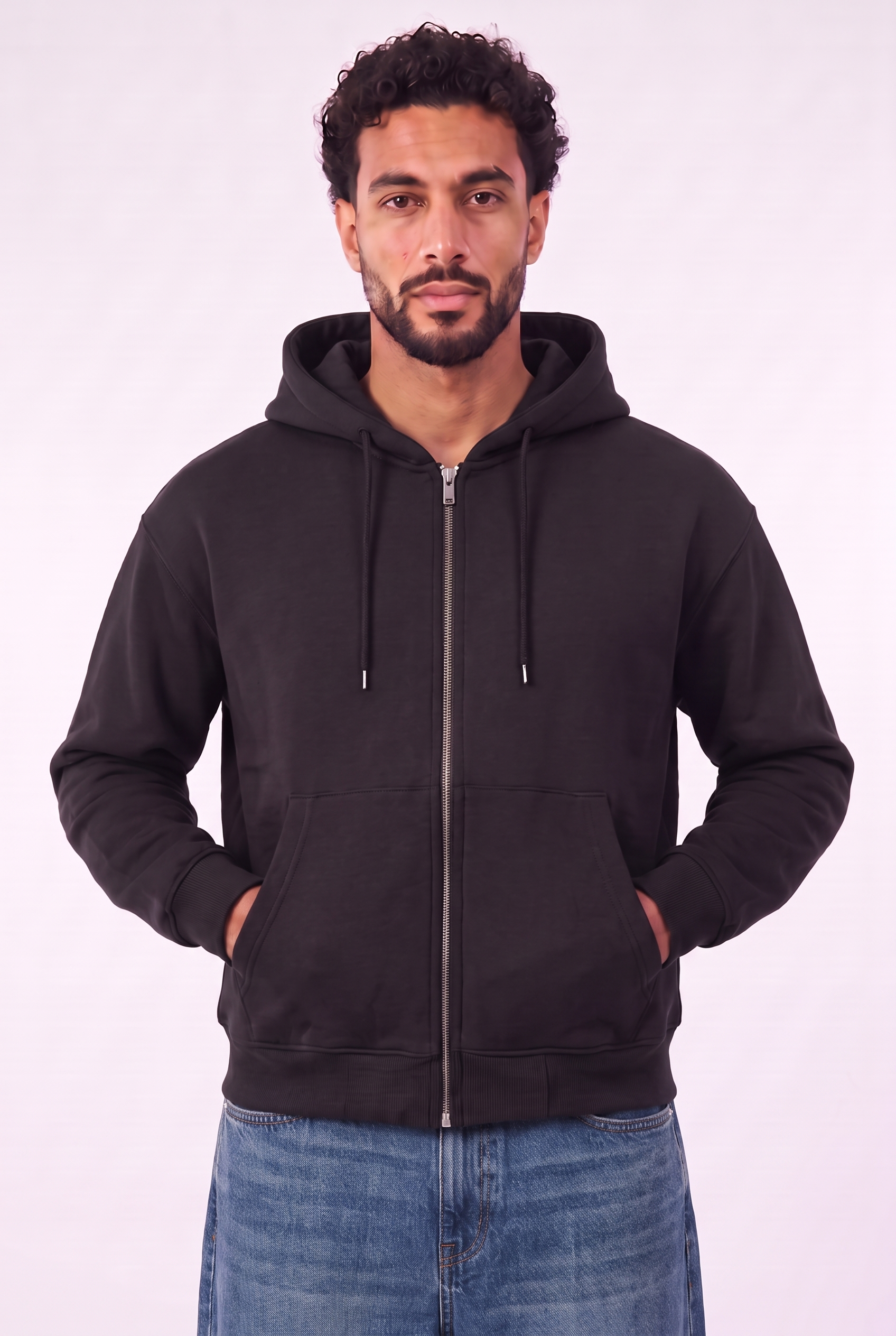Set Veste Zip Noir & Jean Bleu Fonce 3