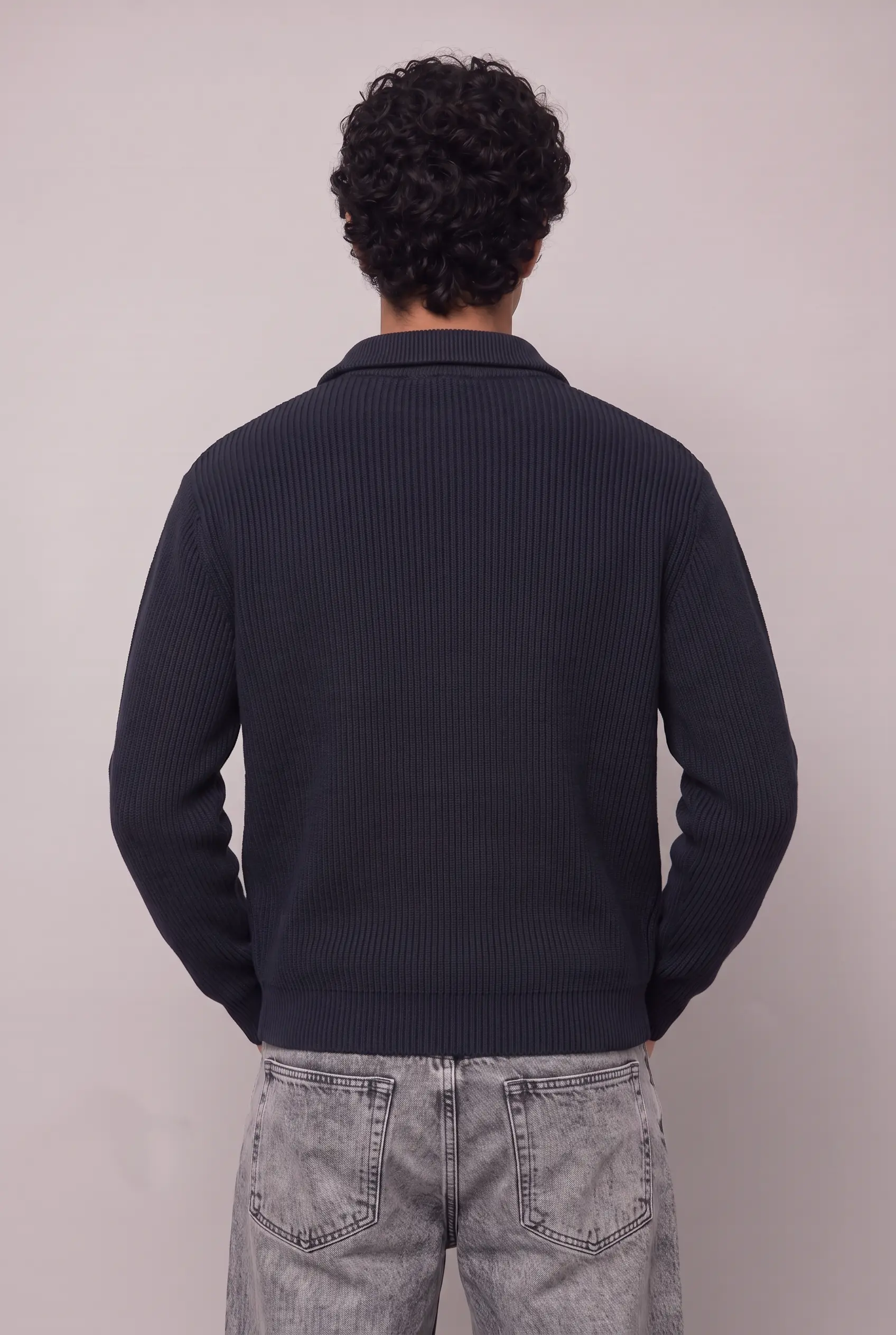 Tenue Half-Zip Knit Marine & Jean Large Gris 4