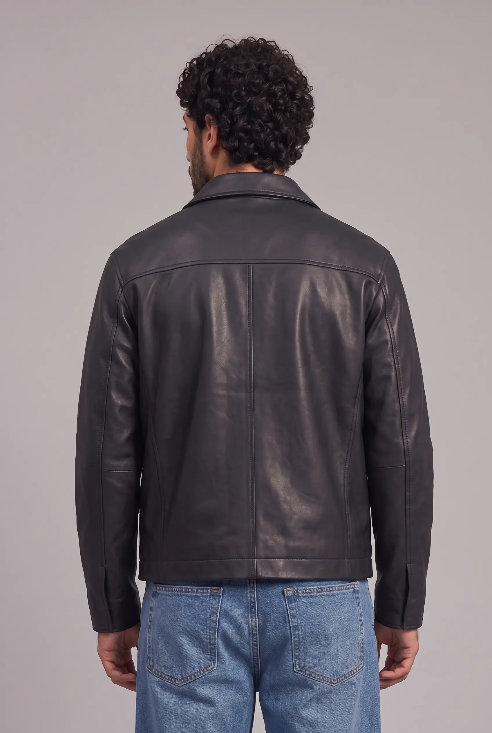 Tenue Leather Jacket Full Black Jean Bleu 4