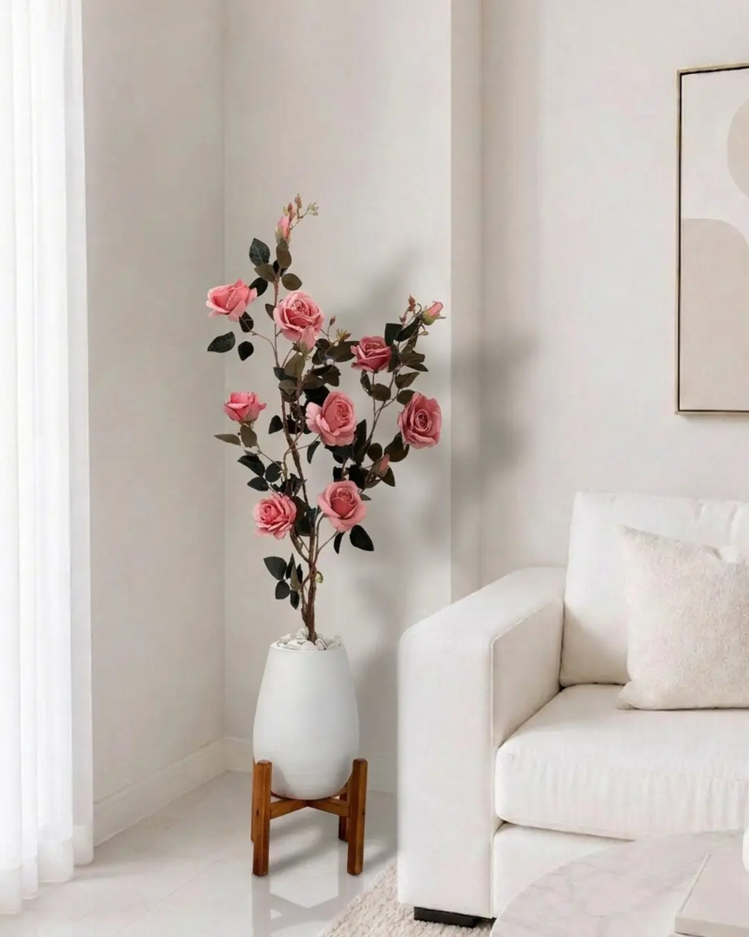 Rosier Artificiel Rose en Pot