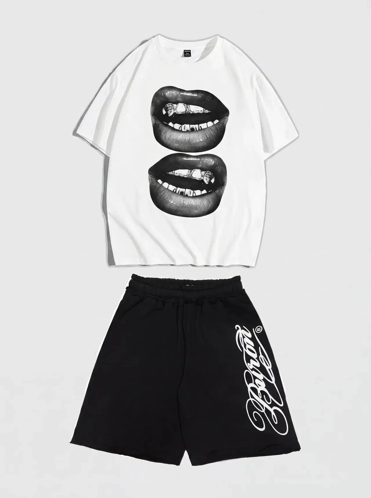 SET T-SHIRT BLANC + SHORT BAGGY NOIR