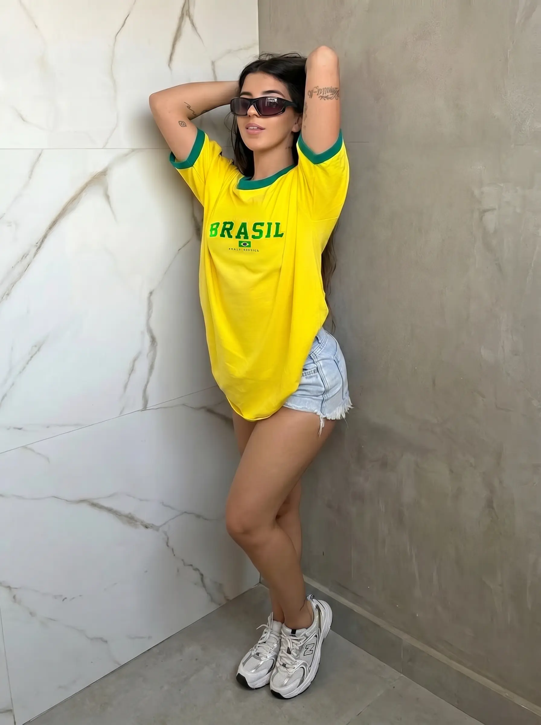 T-Shirt Oversize Imprimé Brasil Jaune 2