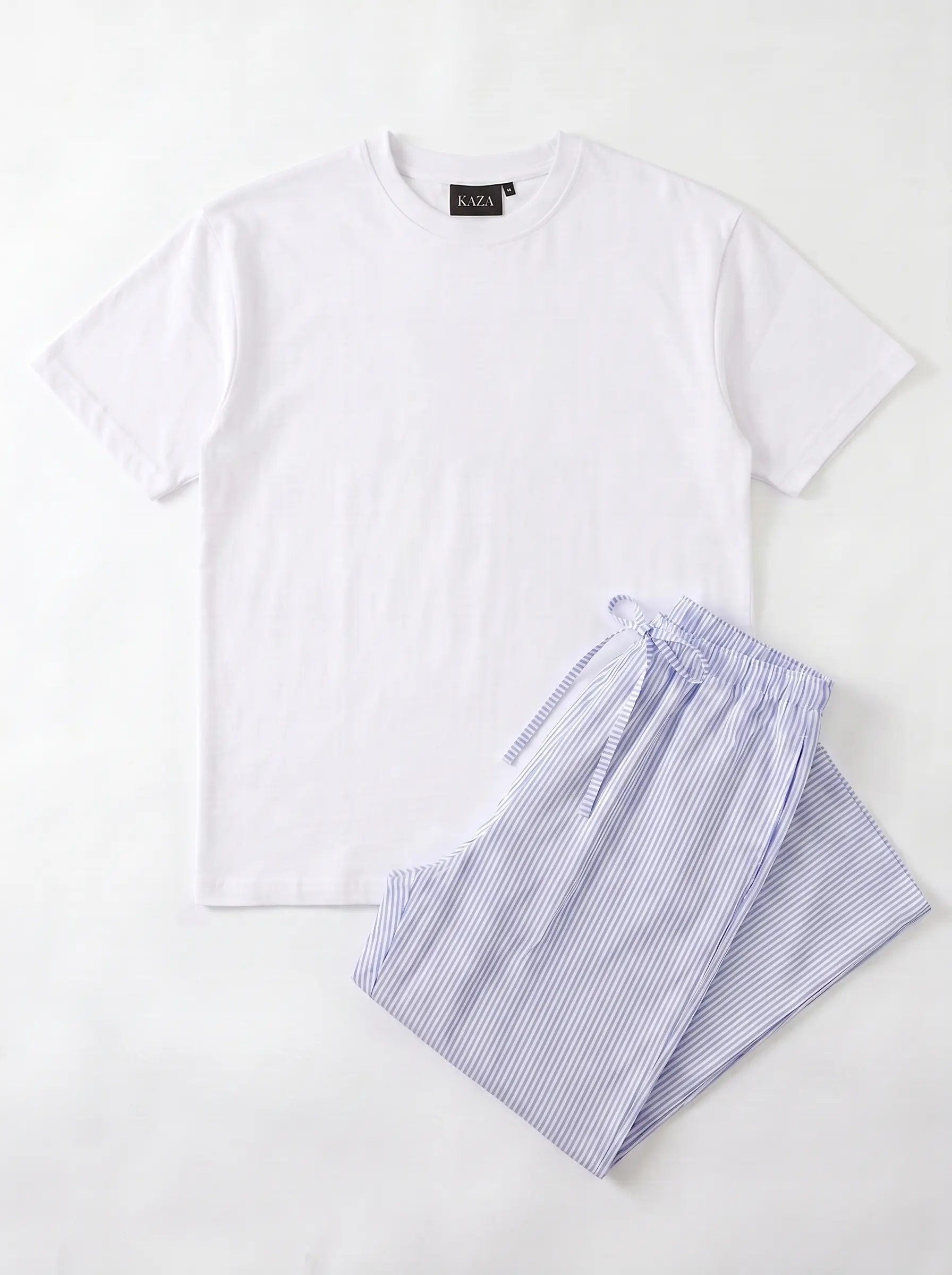 SET TSHIRT COTON OVERSIZED + PANTALON À RAYURES BLEU
