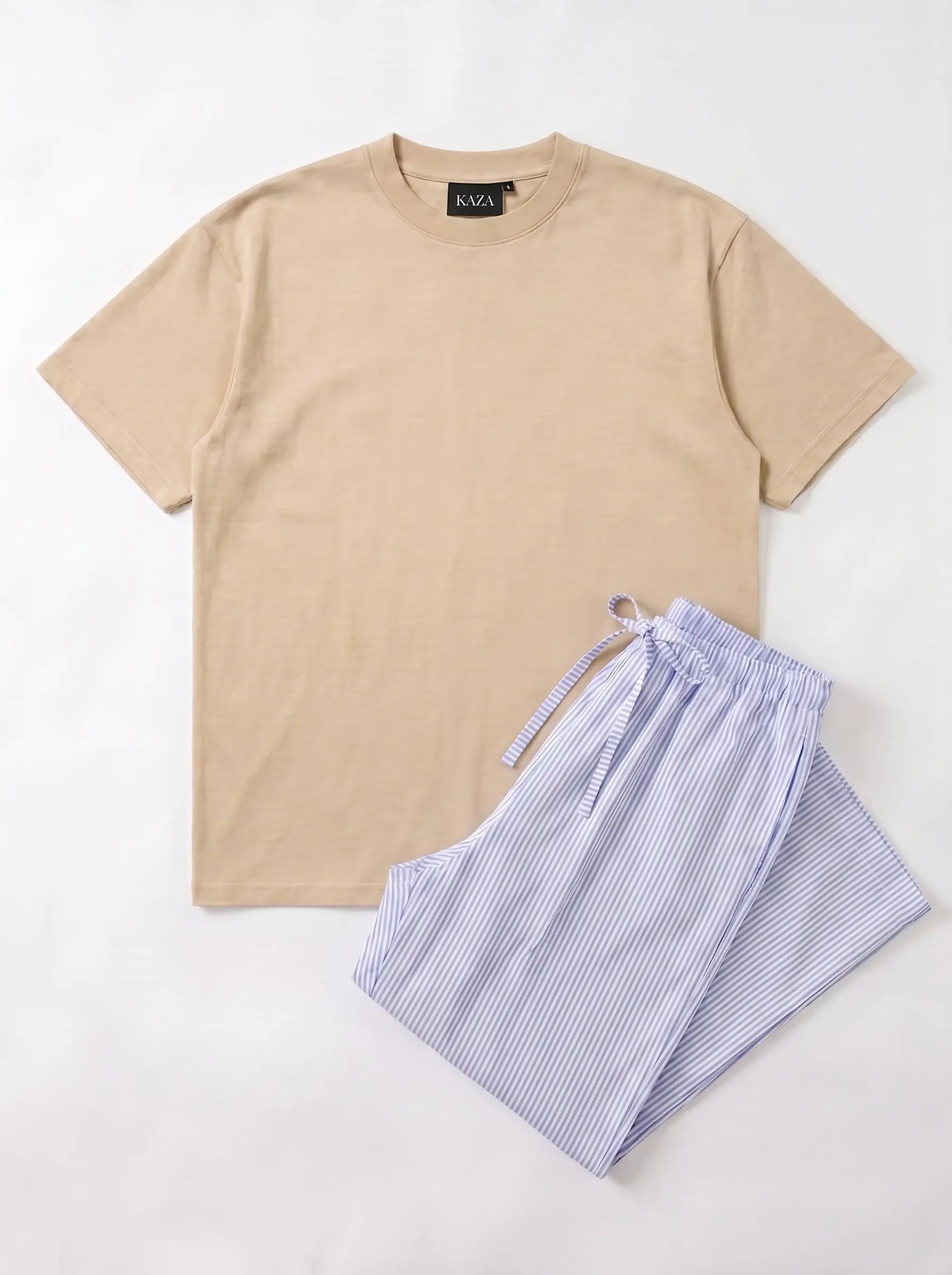 SET TSHIRT COTON OVERSIZED + PANTALON À RAYURES BLEU 4