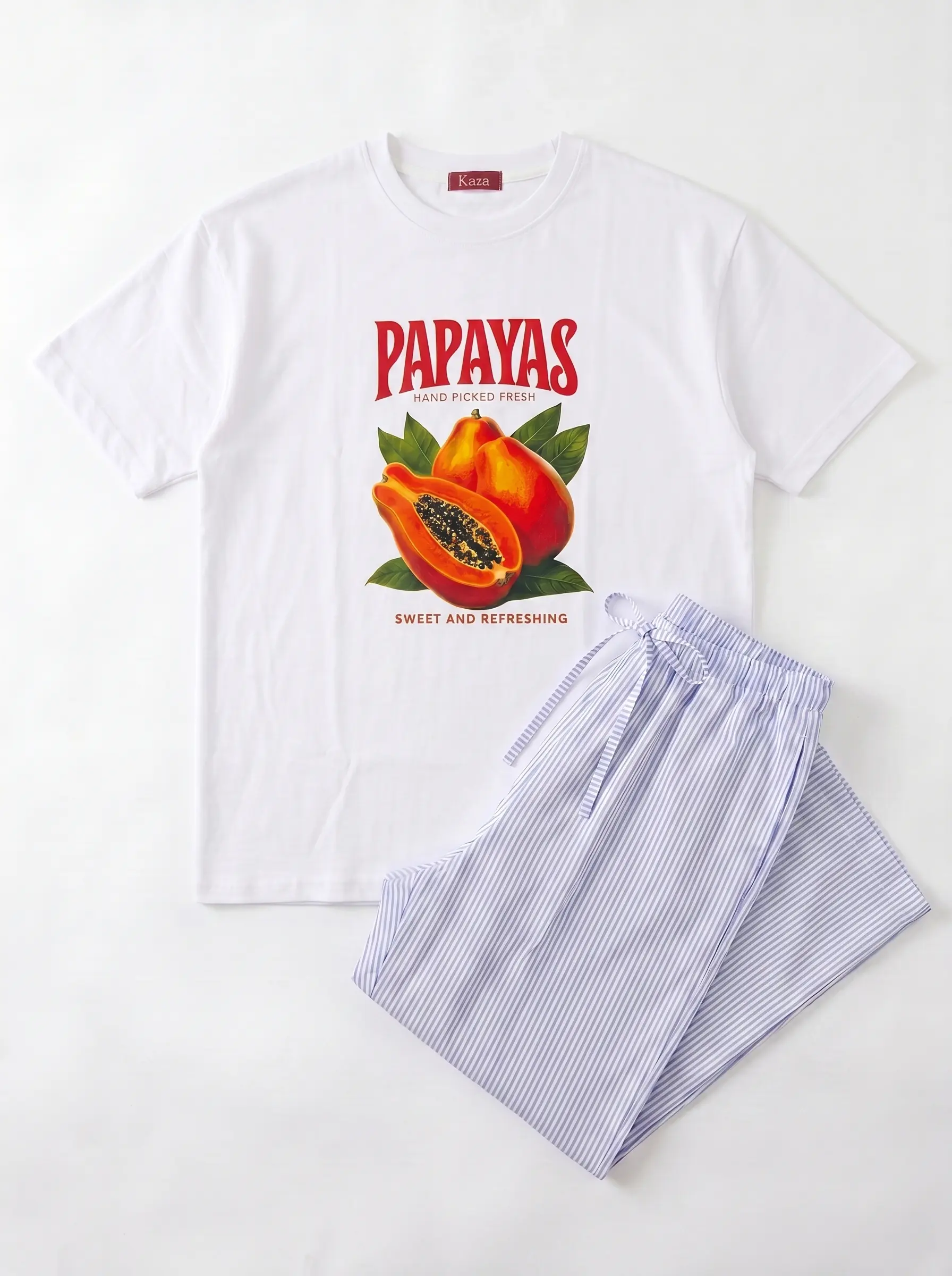 SET TSHIRT COTON OVERSIZED + PANTALON À RAYURES BLEU 4