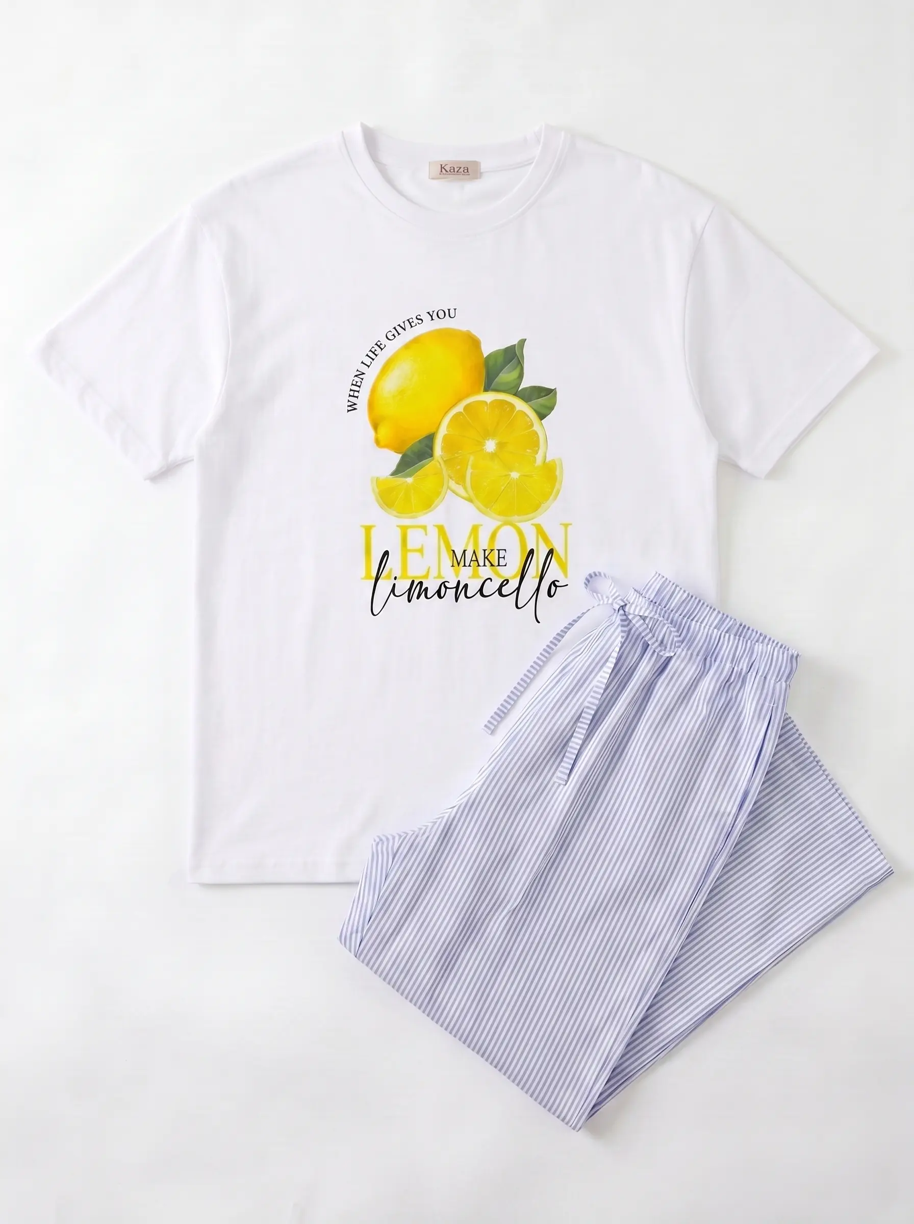 SET TSHIRT COTON OVERSIZED + PANTALON À RAYURES BLEU 5