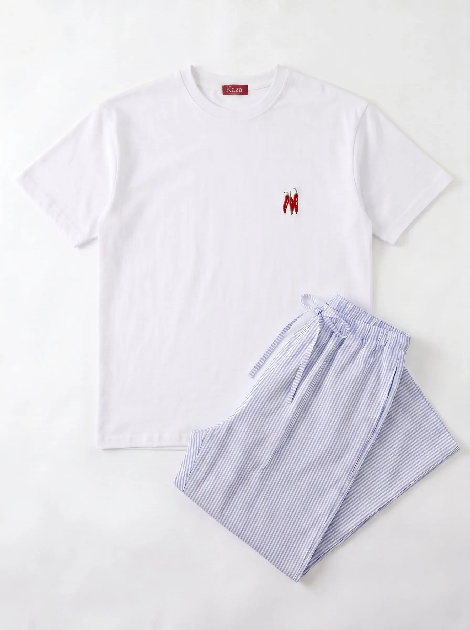 SET TSHIRT COTON OVERSIZED + PANTALON À RAYURES BLEU 6