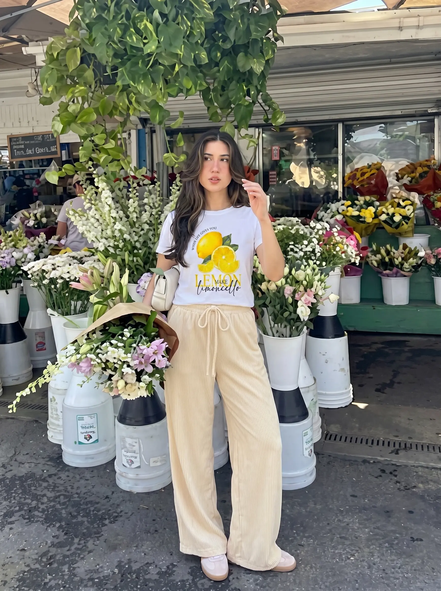 SET TSHIRT COTON OVERSIZED + PANTALON À RAYURES JAUNE 2