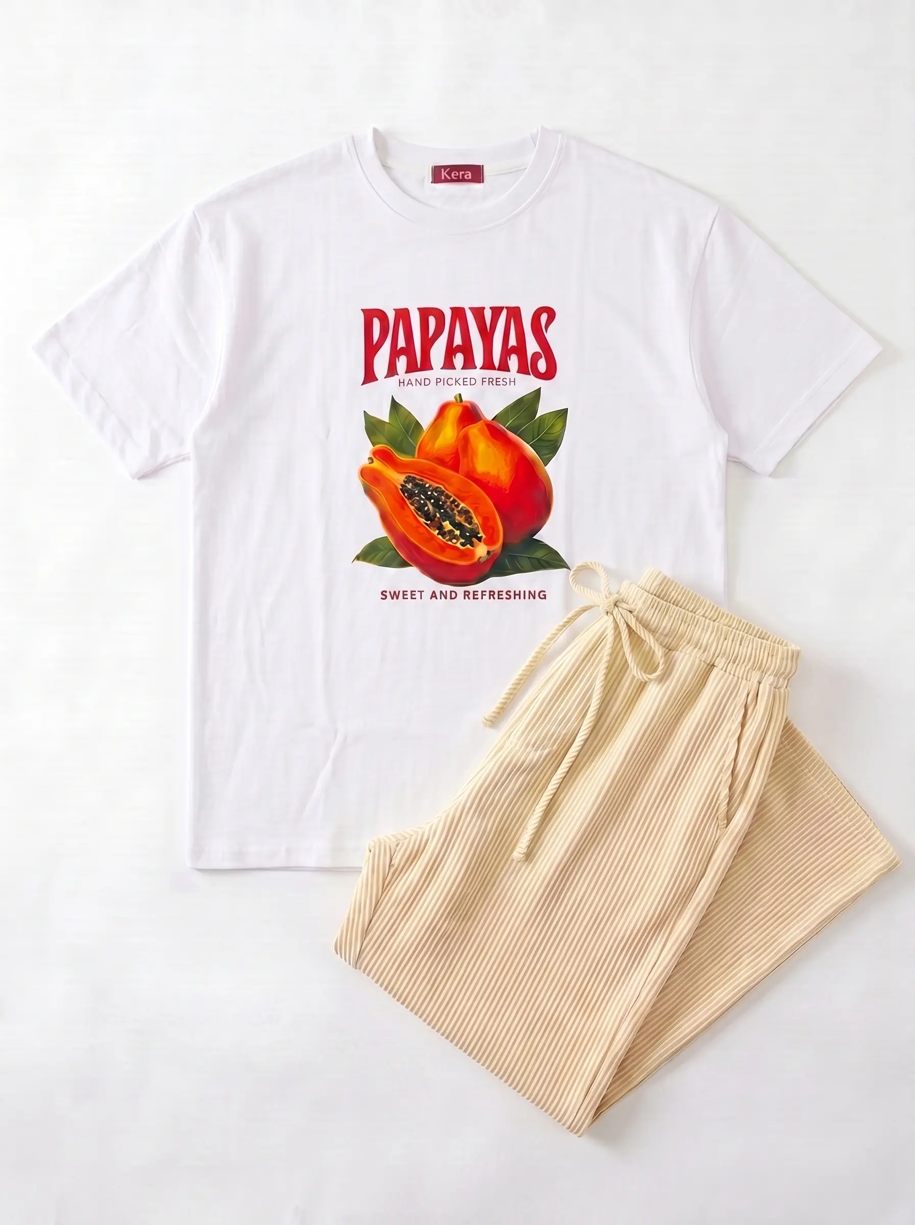 SET TSHIRT COTON OVERSIZED + PANTALON À RAYURES JAUNE 3