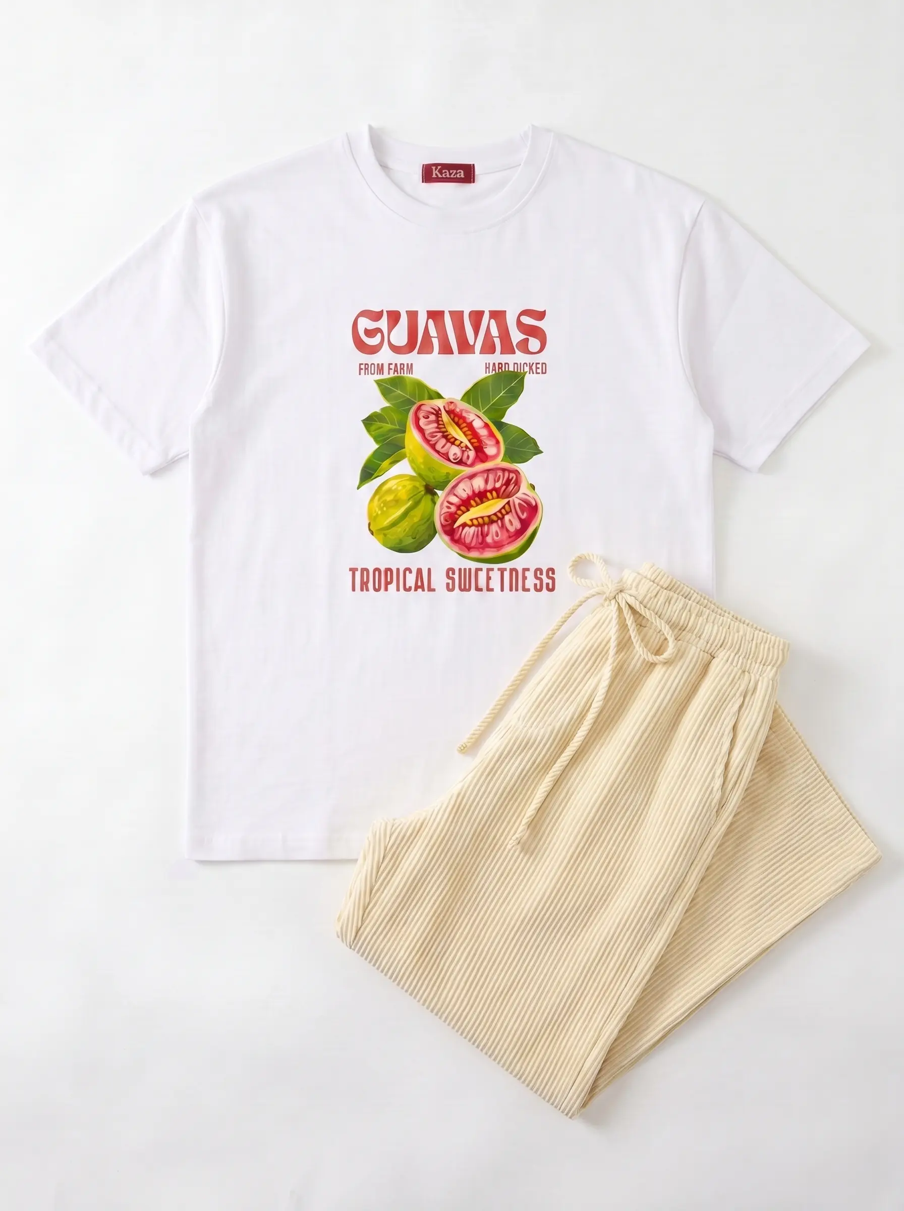 SET TSHIRT COTON OVERSIZED + PANTALON À RAYURES JAUNE 4