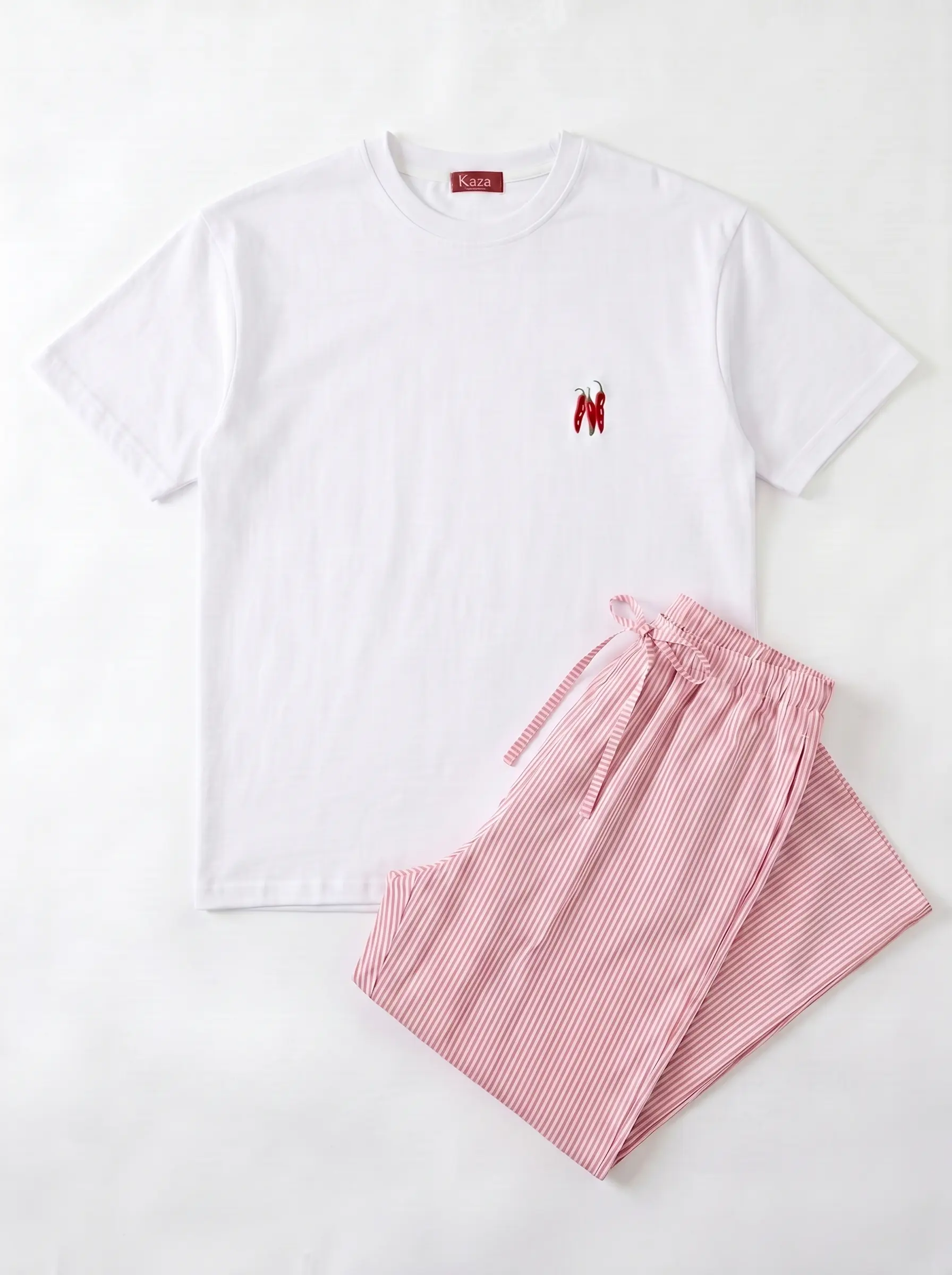 SET TSHIRT COTON OVERSIZED + PANTALON À RAYURES ROSE 5