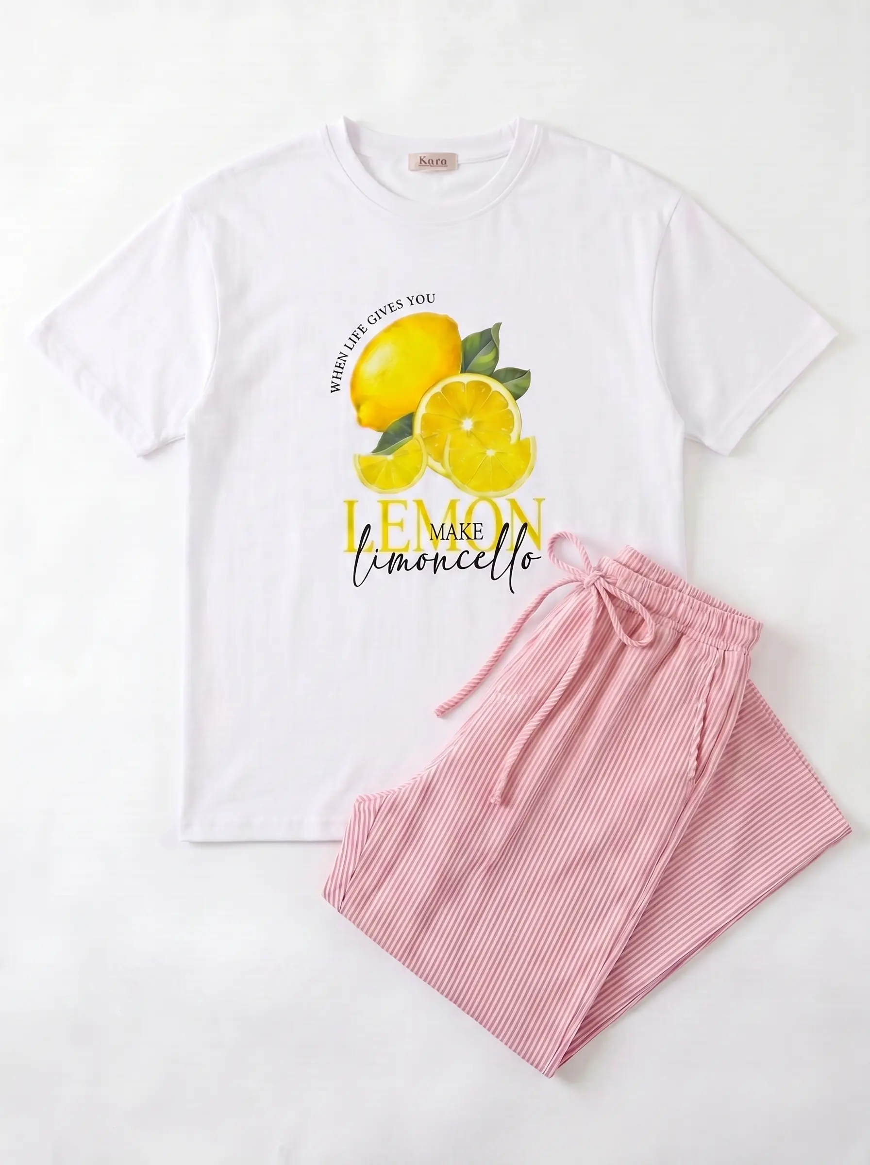 SET TSHIRT COTON OVERSIZED + PANTALON À RAYURES ROSE 6