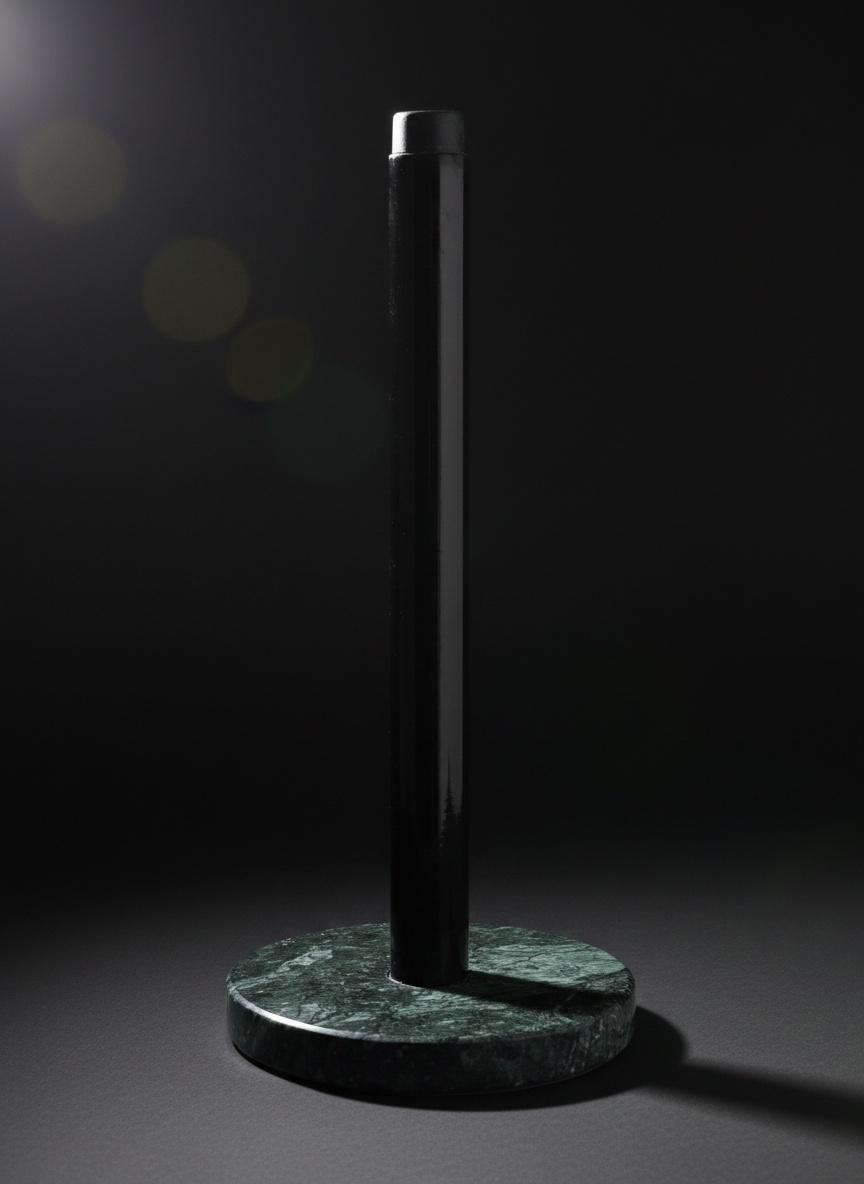 Porte essuie tout en marbre vert et métal noir