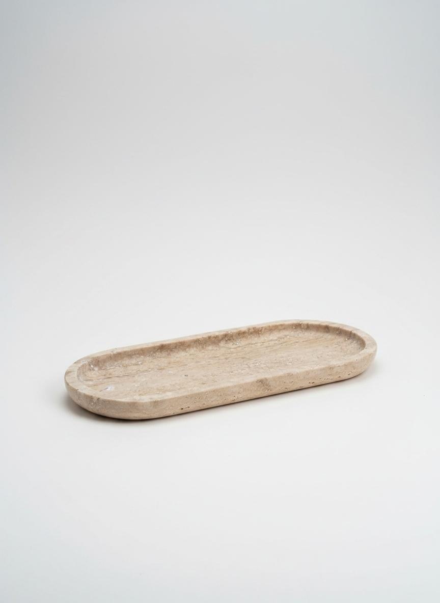 Plateau oval en marbre travertin dimension 12-26cm