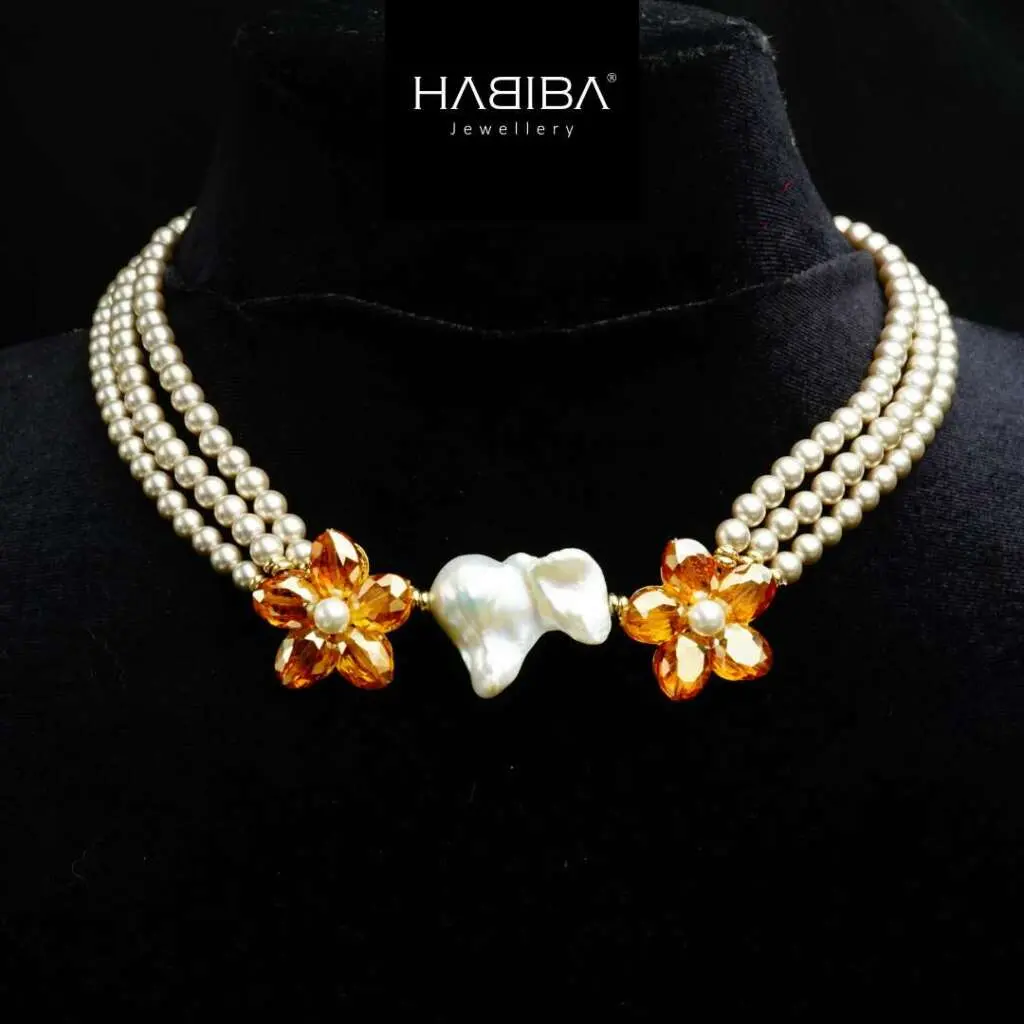 Collier HABIBA pour HABIBA doré avec perles baroques