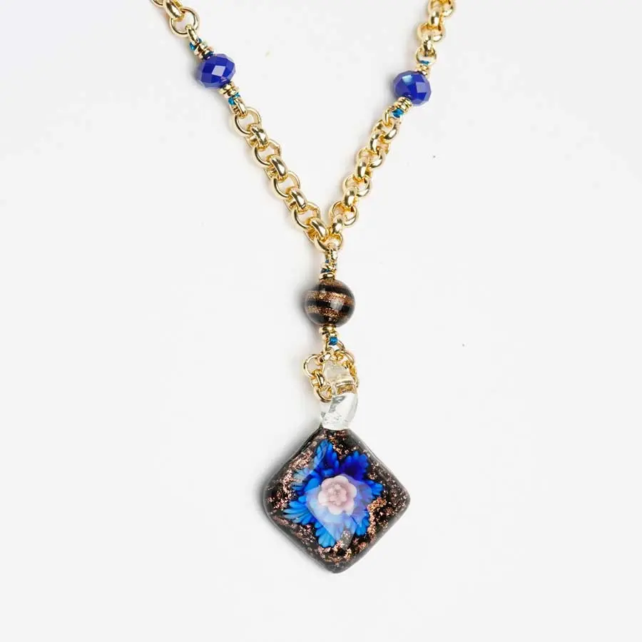 Collier VENEZIA verre de murano bleu et marron