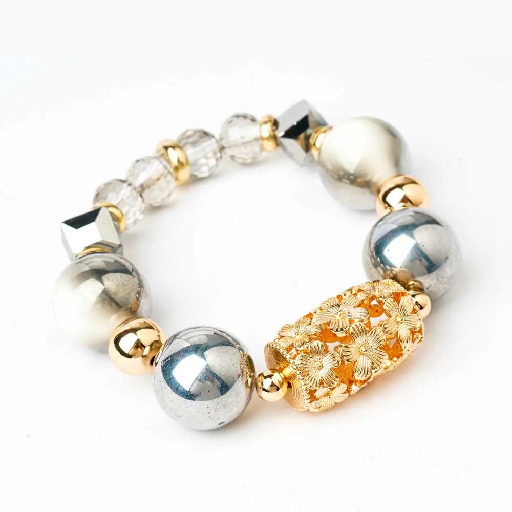 Bracelet en céramique gris et blanc