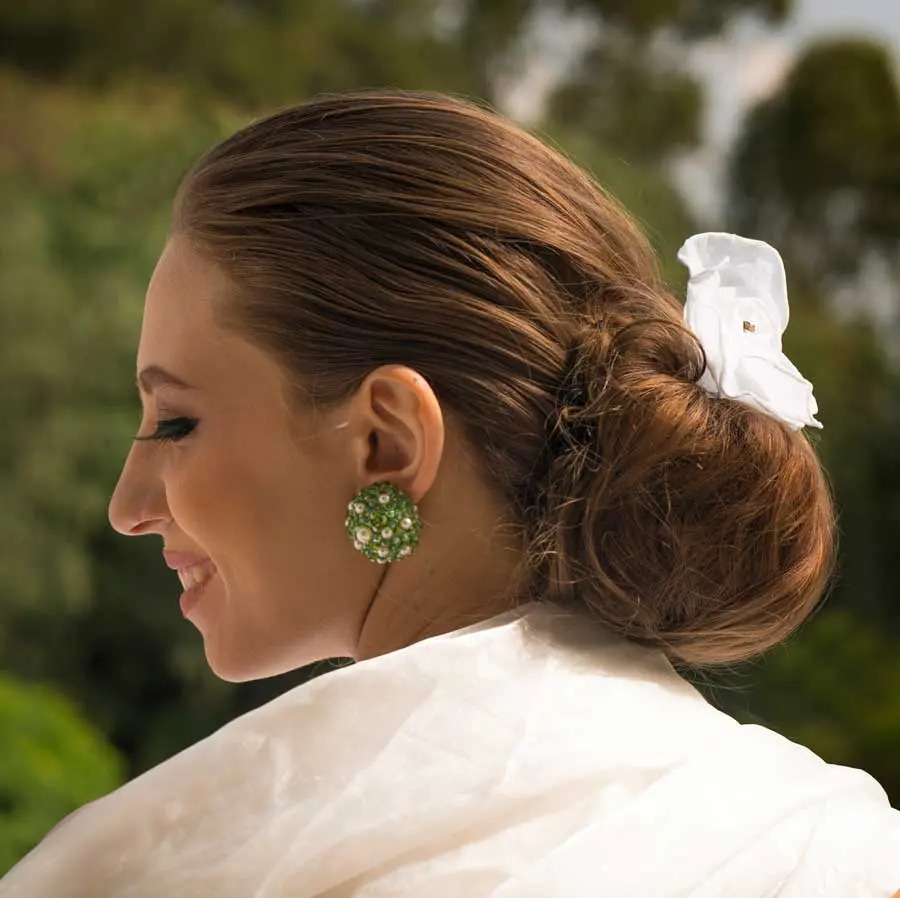 Boucles d'oreilles, Dôme de SOFIA, vert et perles