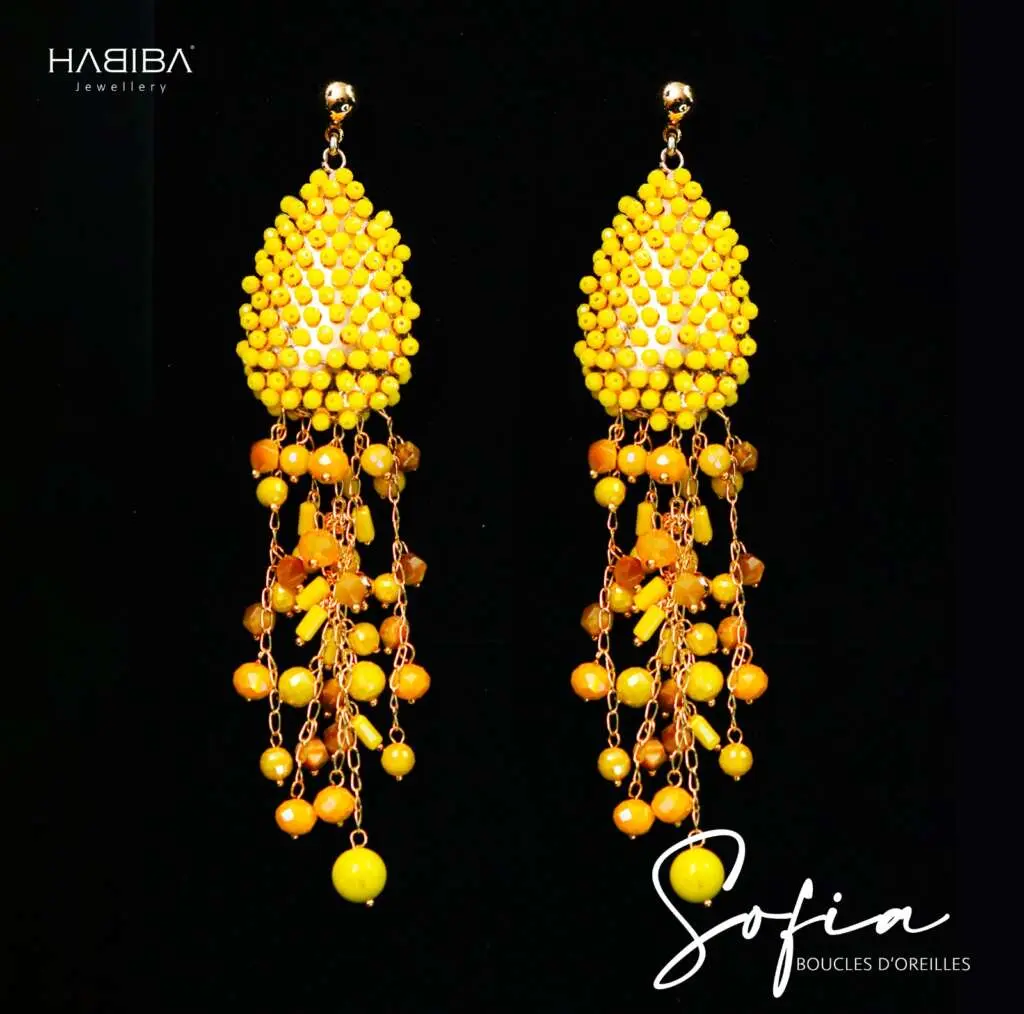 boucles d'oreilles SOFIA, cristal jaune