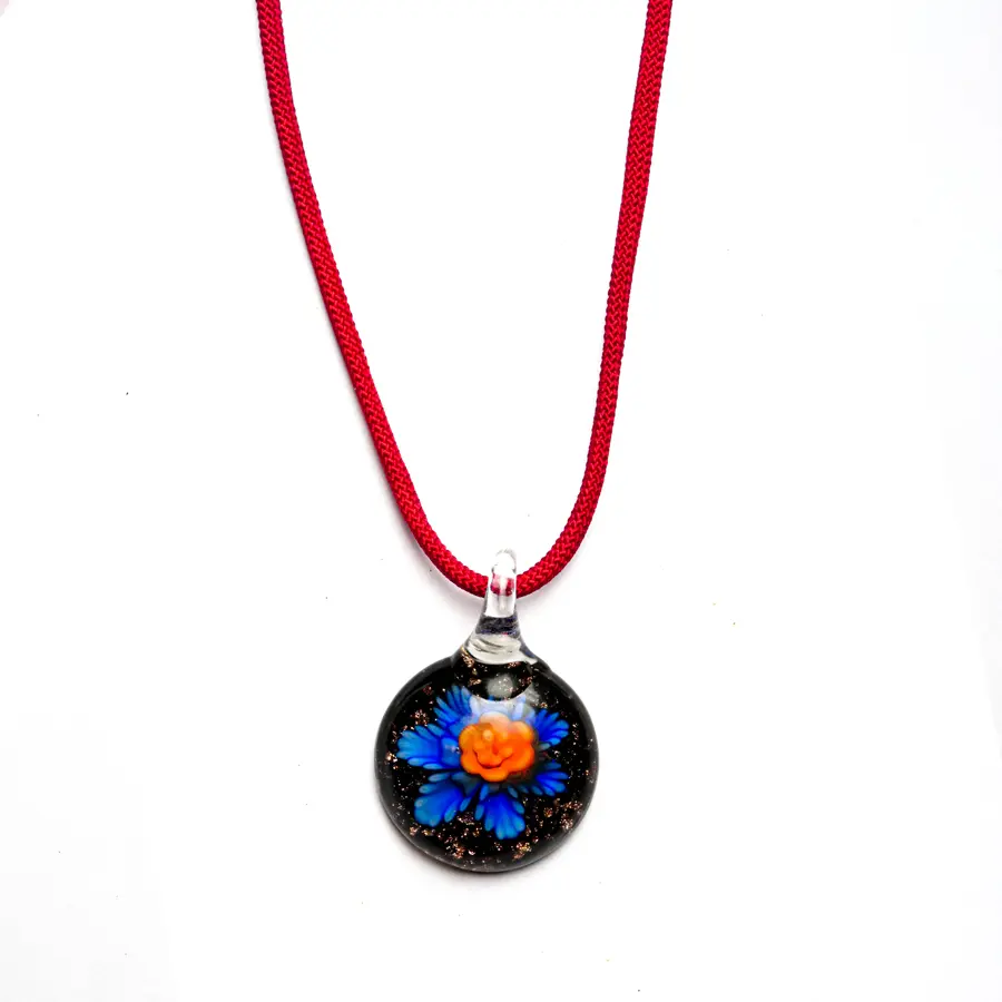 Collier Venezia cercle bleue en verre soufflé