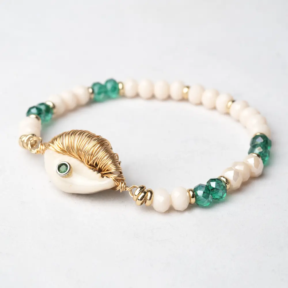 Bracelet Noella coquillage vert