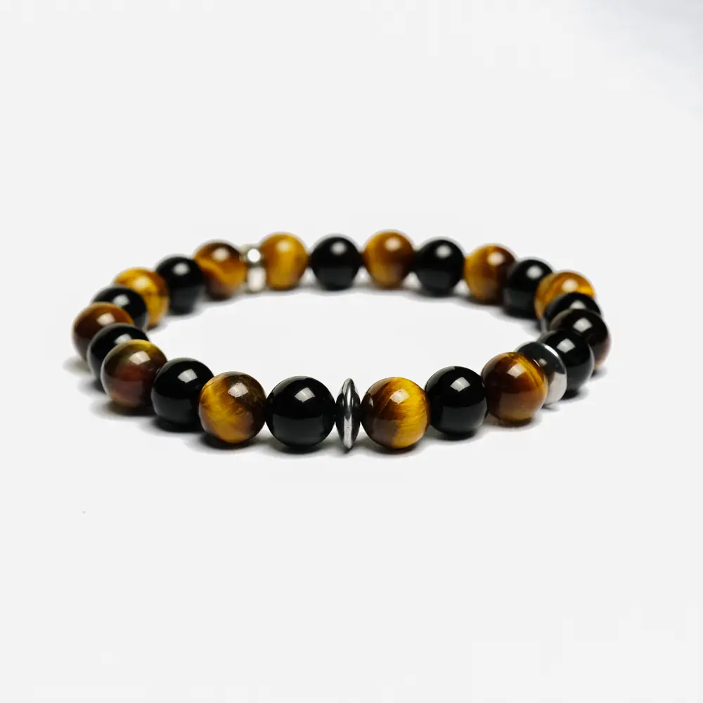 Bracelet en pierres d'oeil de tigre et onyx