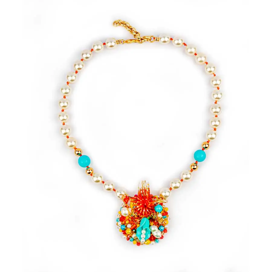 Collier ETOILE DE MER broderie de perles et turquoise