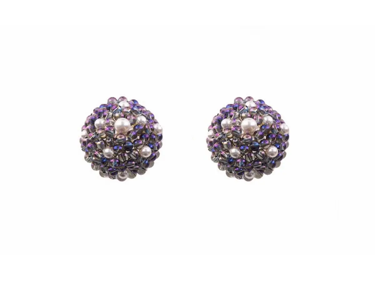Boucles d'oreilles, Dôme de SOFIA, mauve et perles