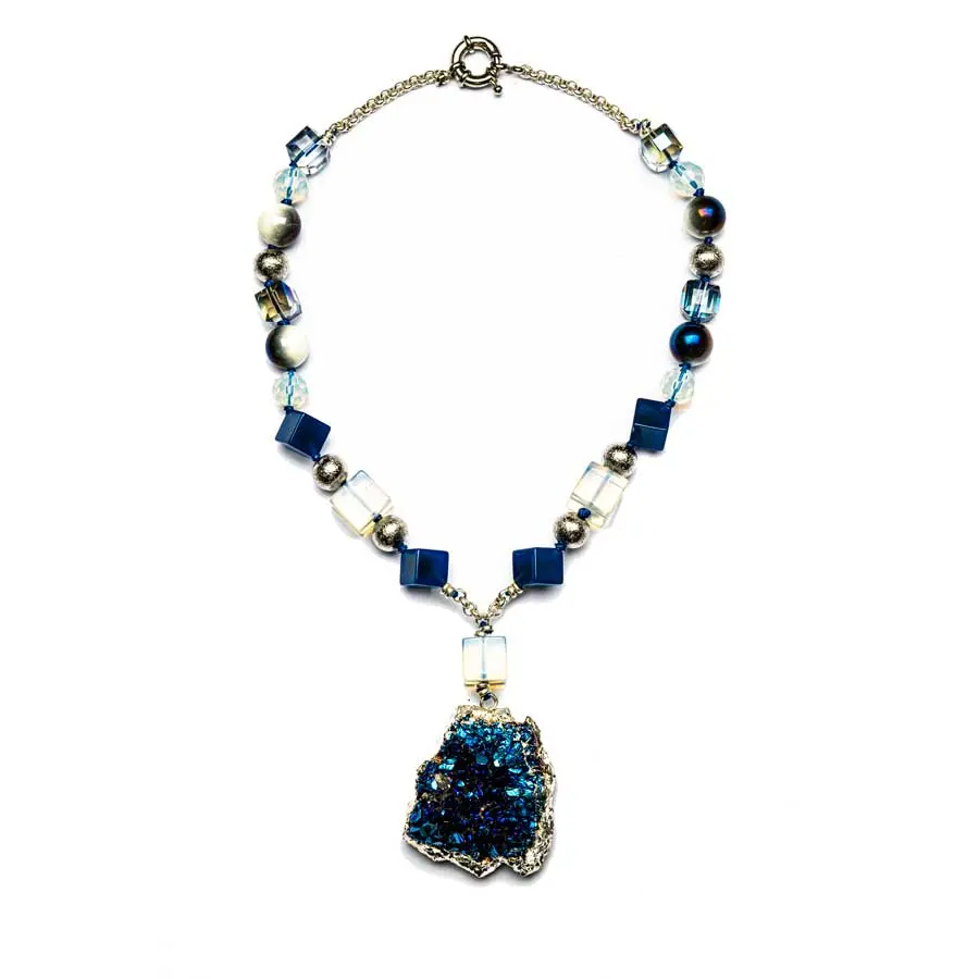 Collier AGATE Bleu et Opaline